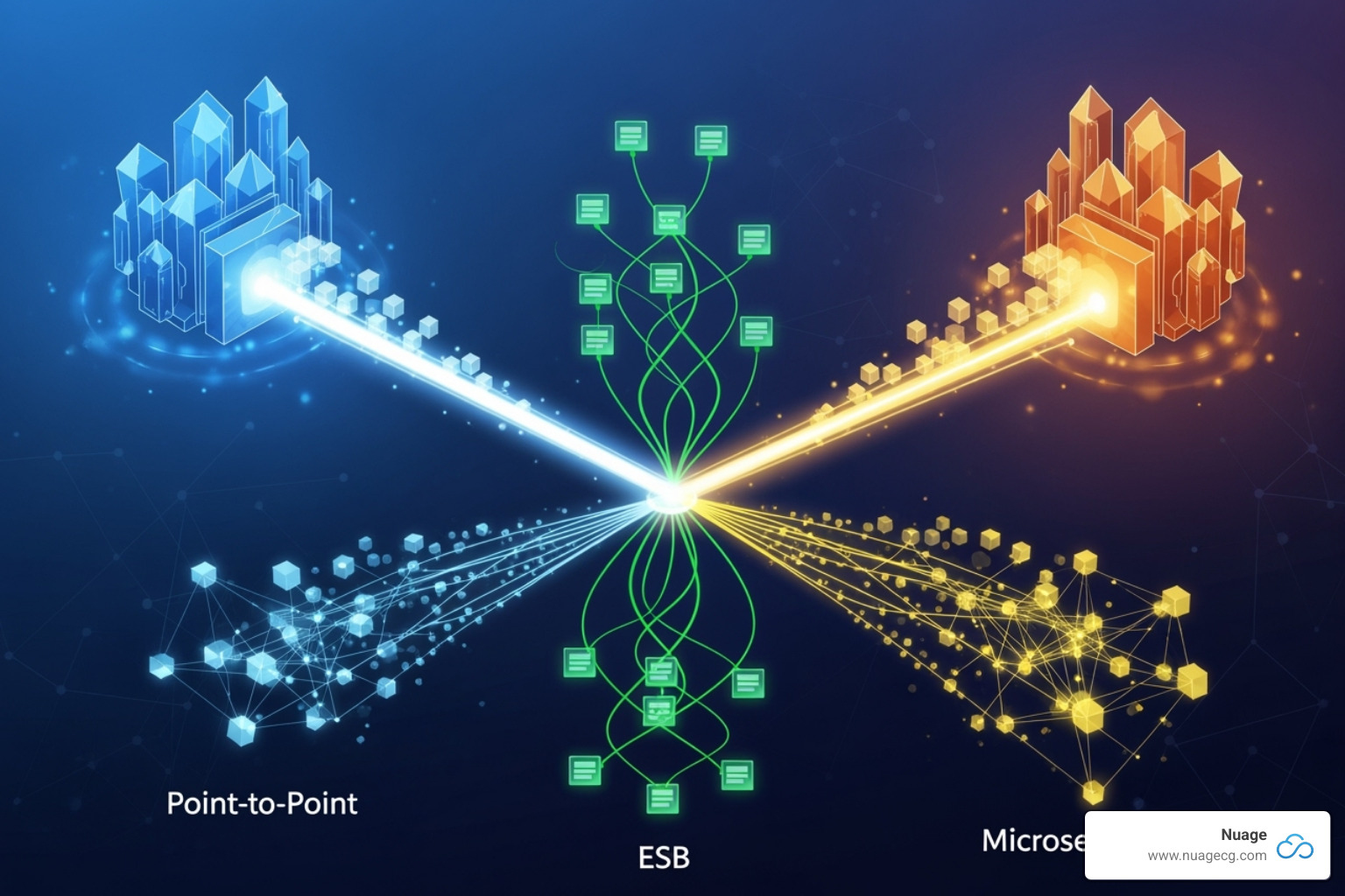 illustration of the three main integration methods: Pre-built Connectors, iPaaS, and Custom API - salesforce integration with netsuite