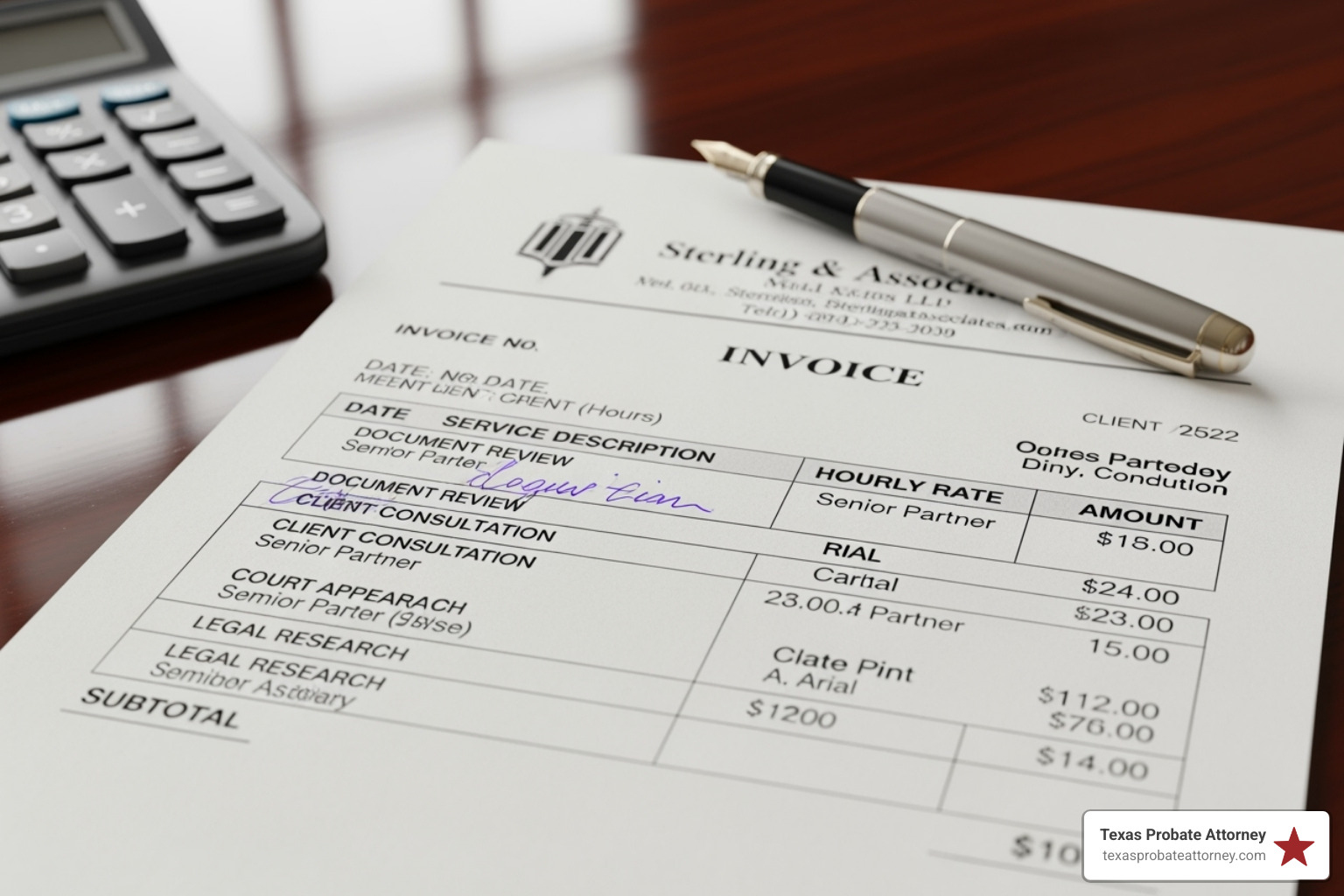 itemized legal bill - probate attorney cost