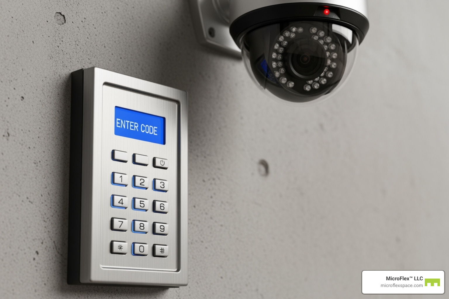 security features like a keypad and surveillance camera - short term commercial storage