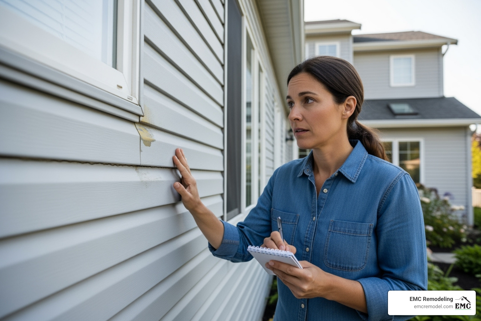 homeowner inspecting siding - exterior home repair