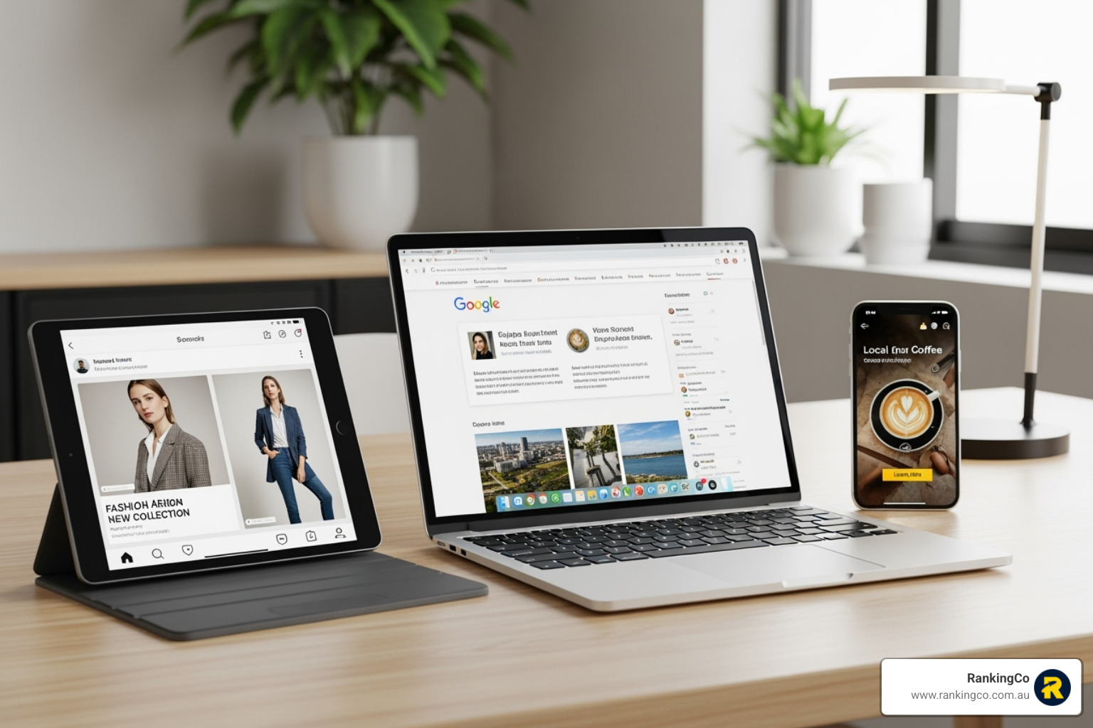 examples of Google Ads and Meta Ads on different devices - small business advertising