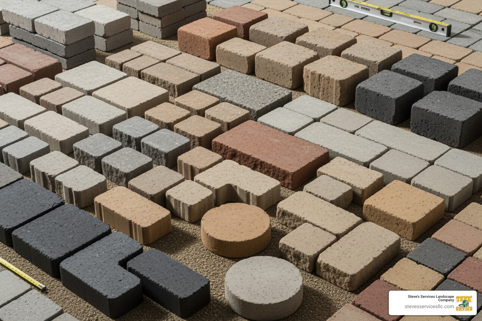 a variety of concrete paver shapes and colors - block patio