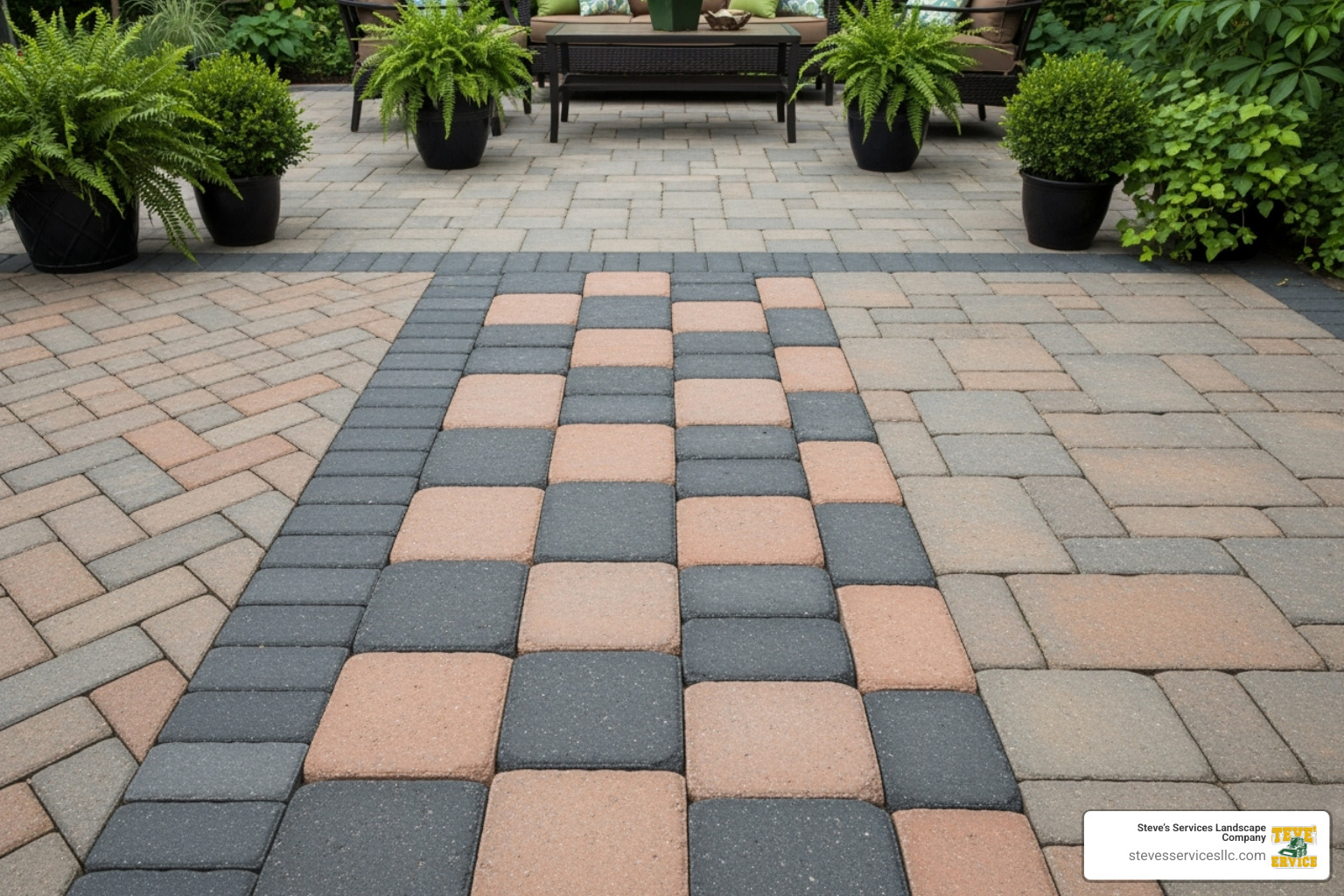 different paver patterns like herringbone and basketweave - block patio