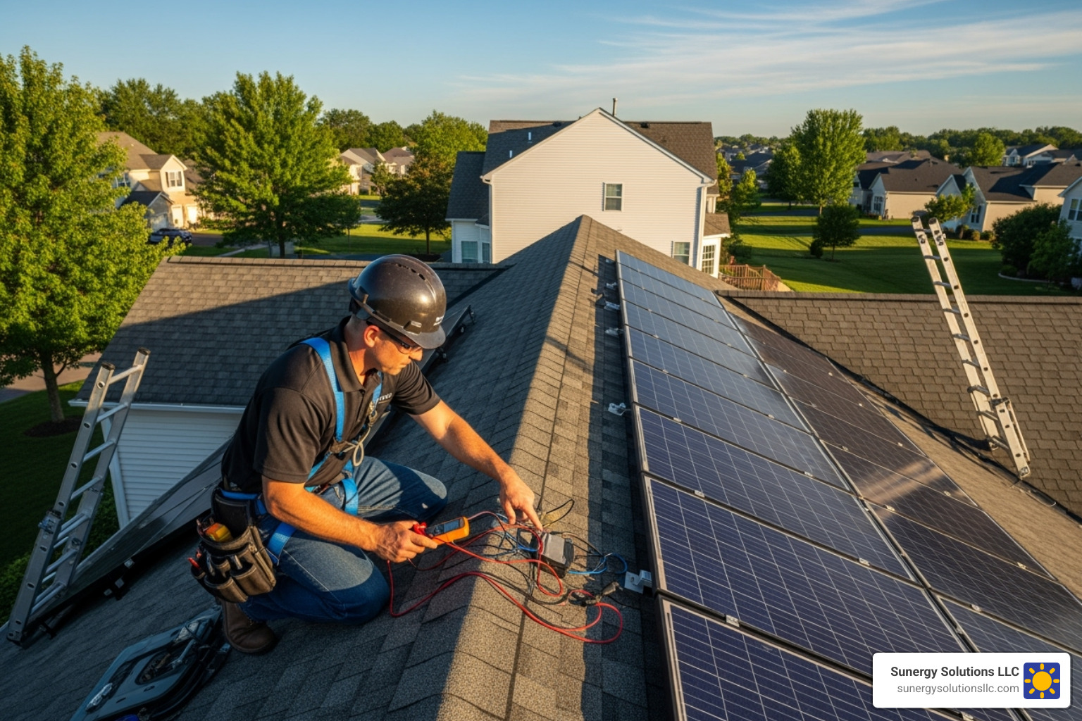 Solar professional inspecting a roof on a US home - do solar companies replace your roof Solar professional inspecting a roof on a US home - do solar companies replace your roof