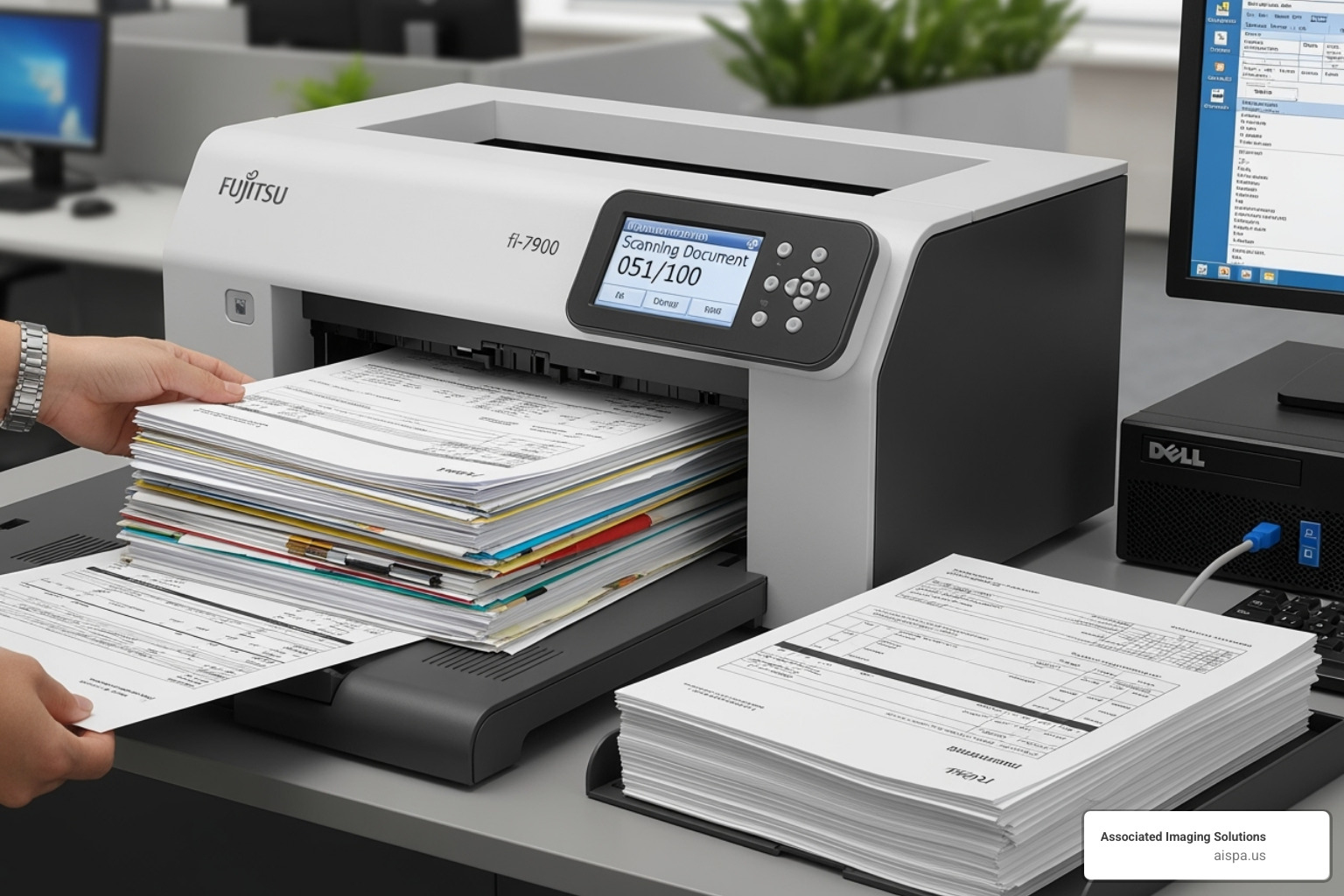 of a high-speed document scanner in operation - document management Philadelphia PA