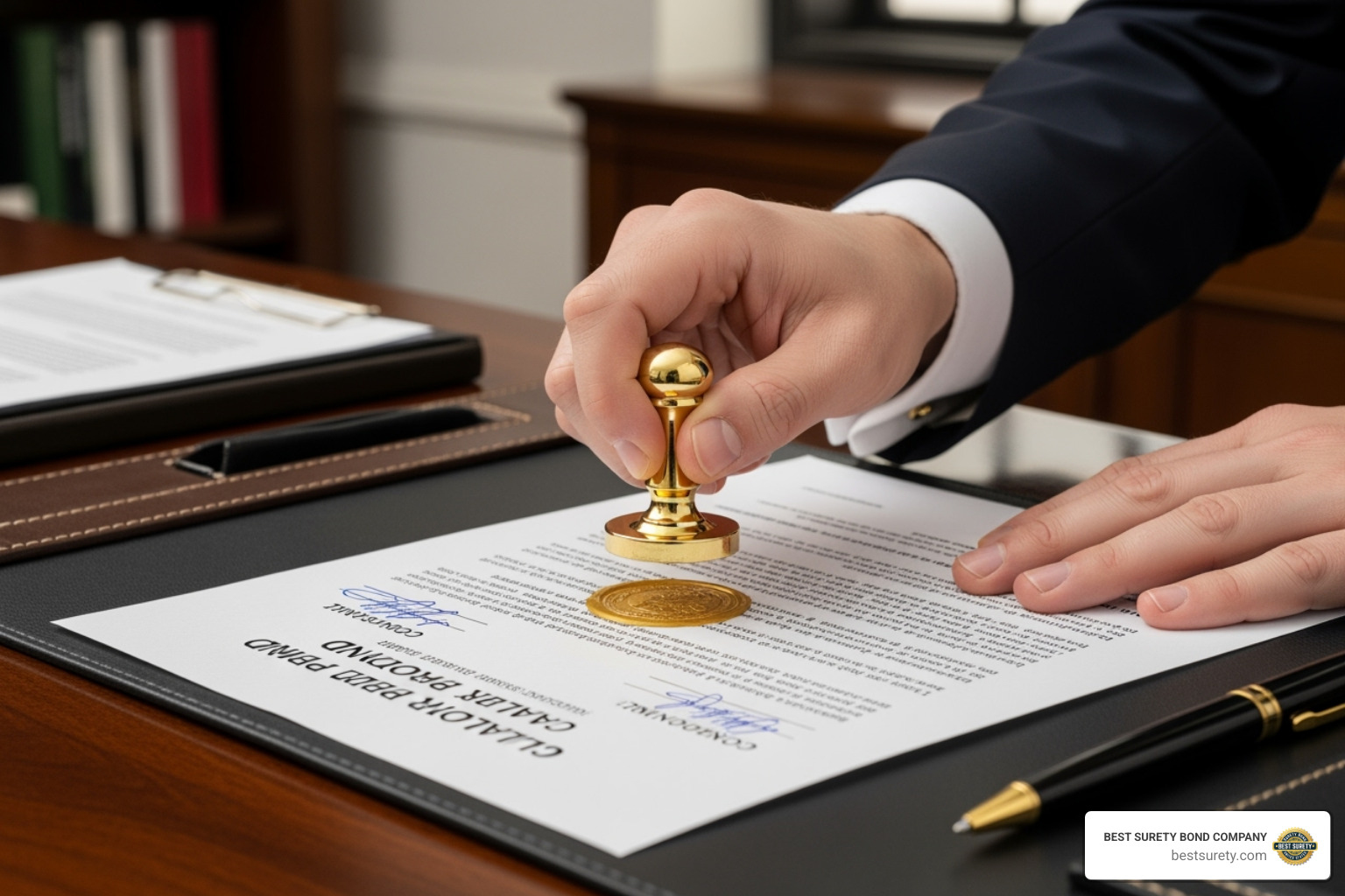 California notary public stamp and official California documents - notary bond in California