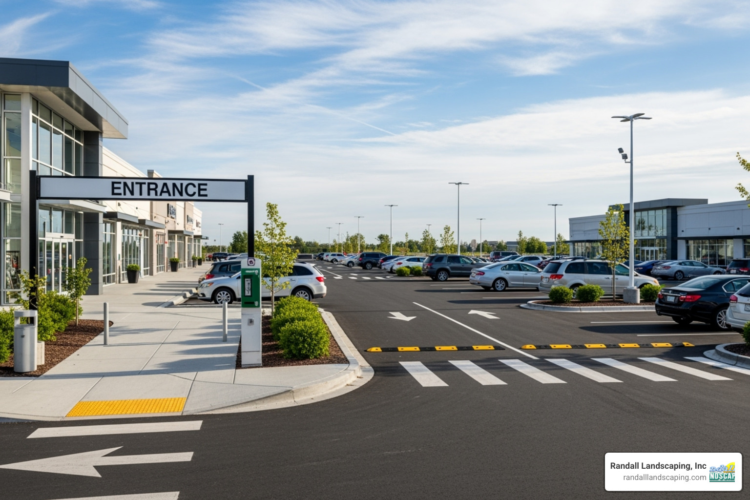 A safe, clear commercial parking lot with easy customer access and no snow accumulation - commercial snow plowing companies