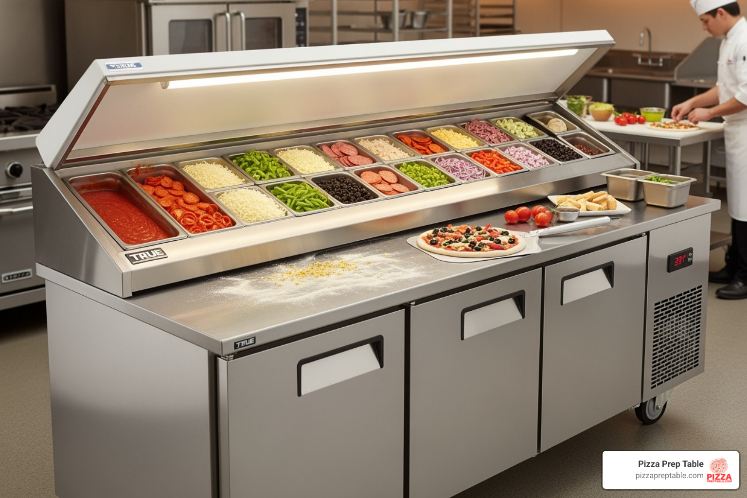 True TPP-AT-67-HC 67-Inch Pizza Prep Table - pizza prep table