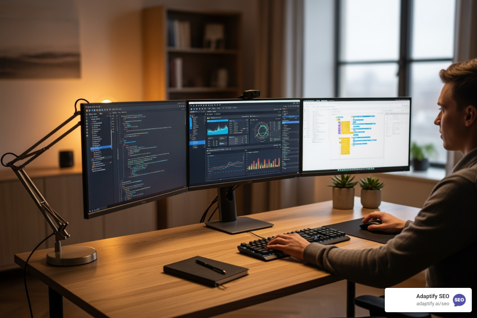 Person comparing software on a screen - search engine optimization automation