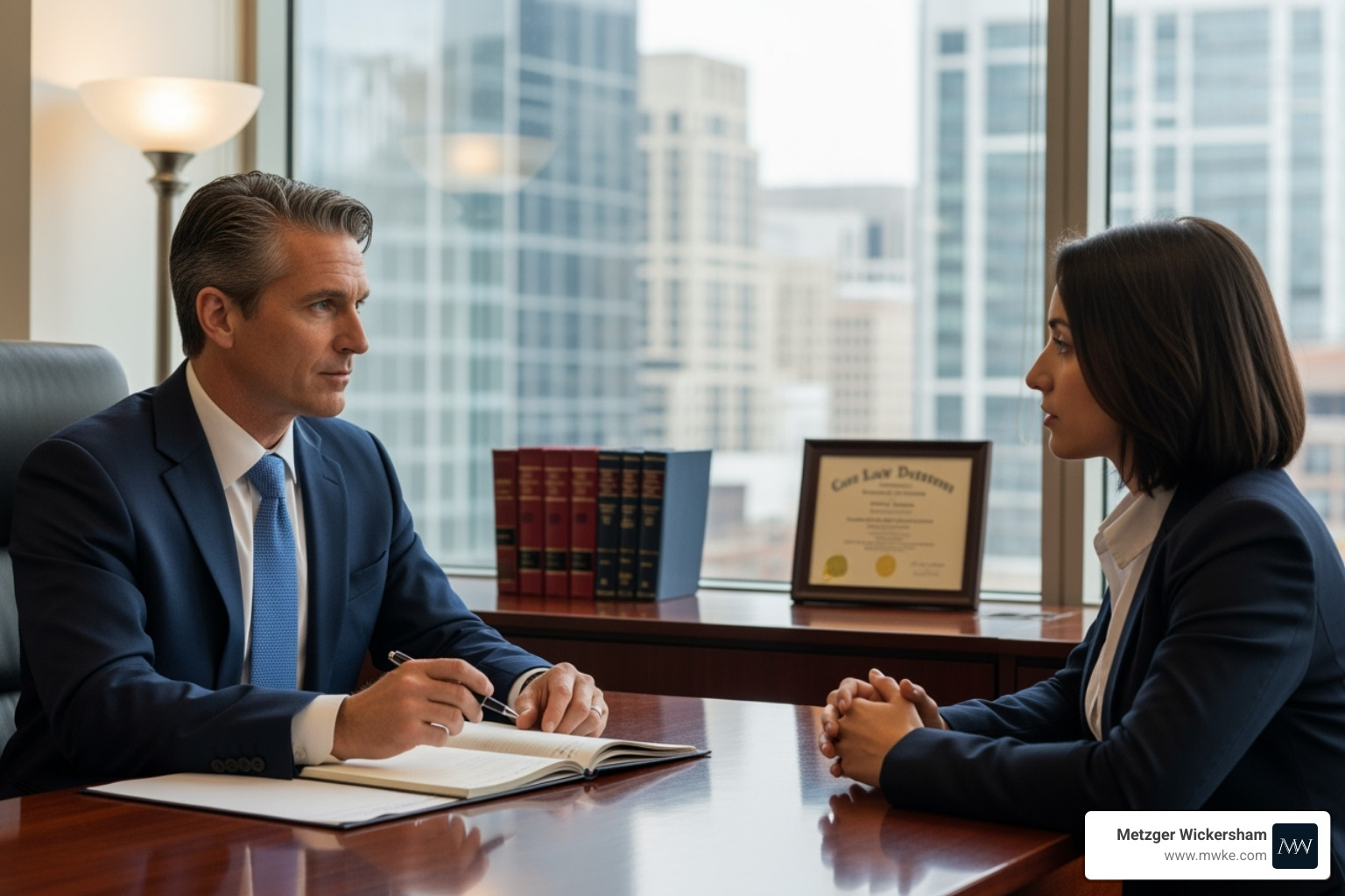 lawyer consulting with a client - injury at work solicitors