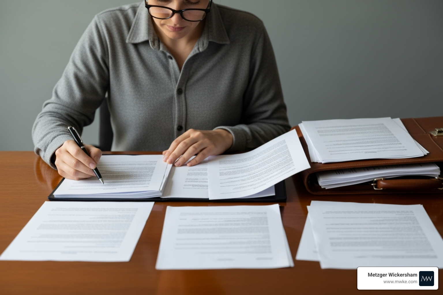 A person reviewing legal documents, possibly a client looking over case details - auto injury lawyer
