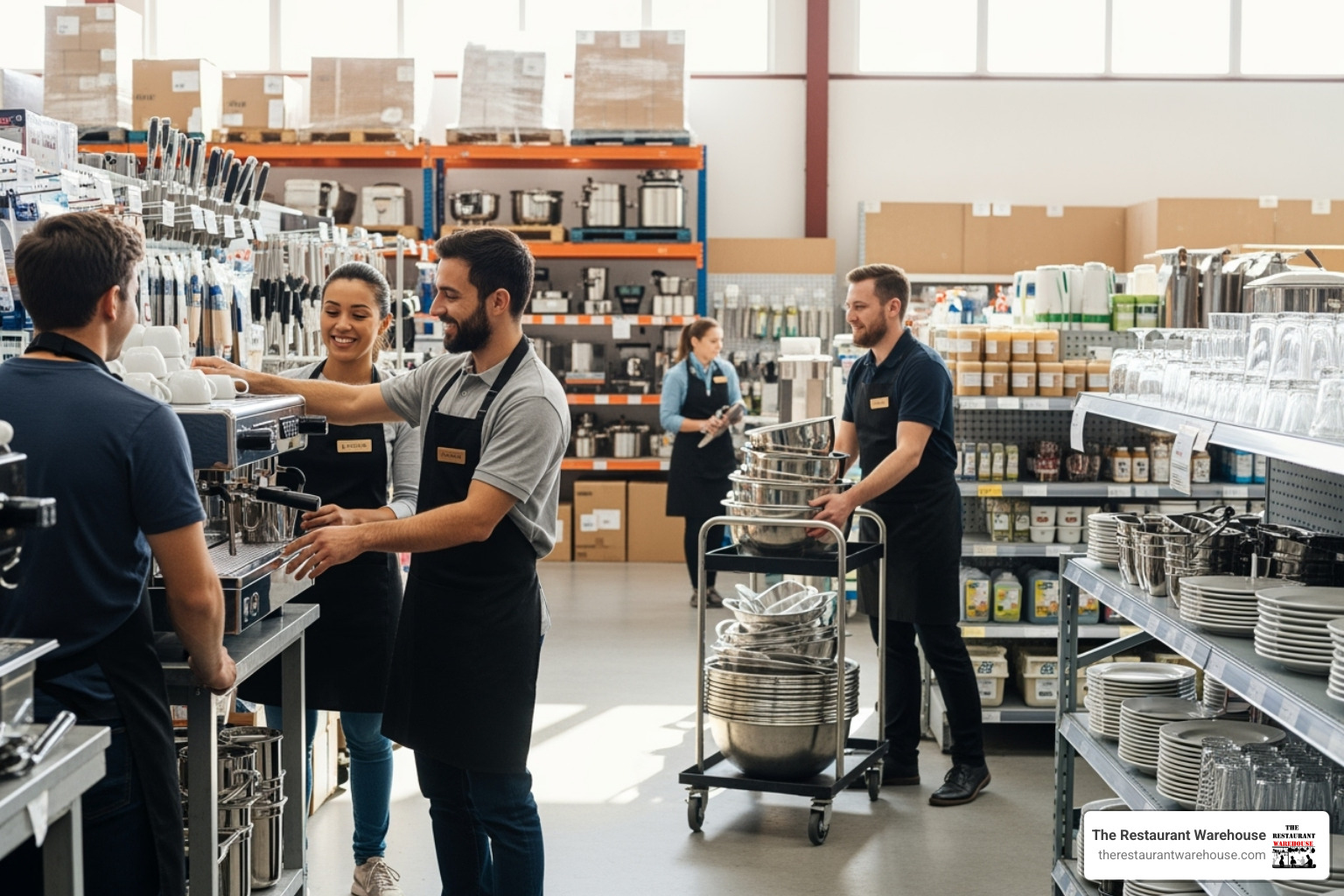 friendly staff assisting customers - restaurant warehouse supplies