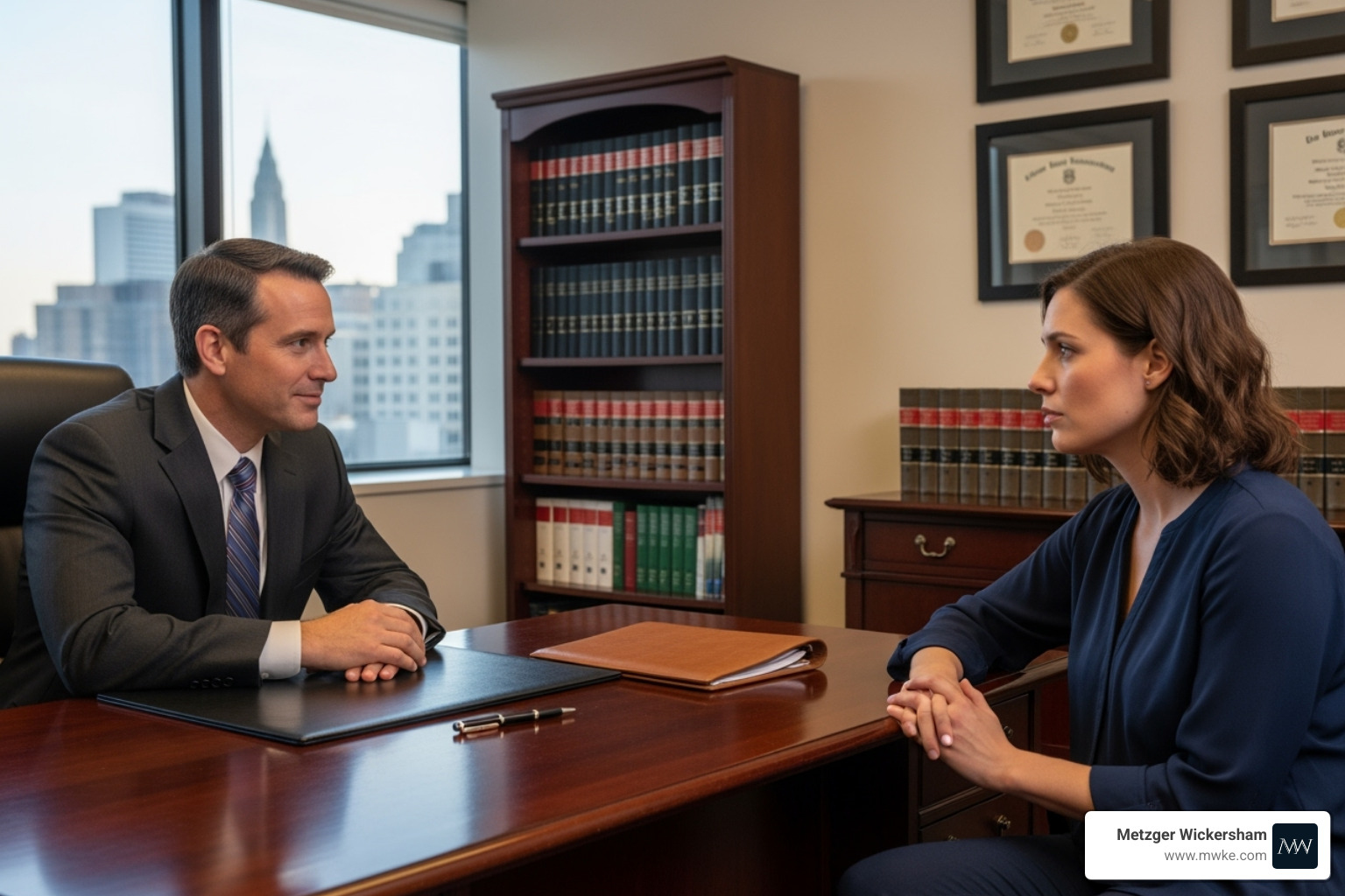 Image of a lawyer compassionately consulting with a client - Repetitive strain workers comp
