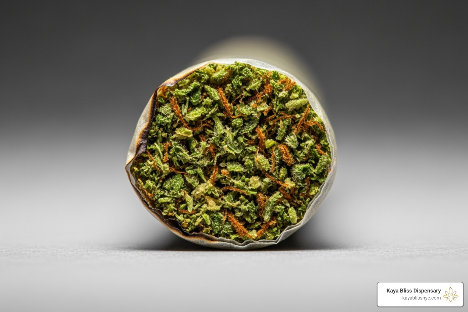 A pre-roll being cut open to show the high-quality flower inside, no stems or seeds - high quality pre rolls