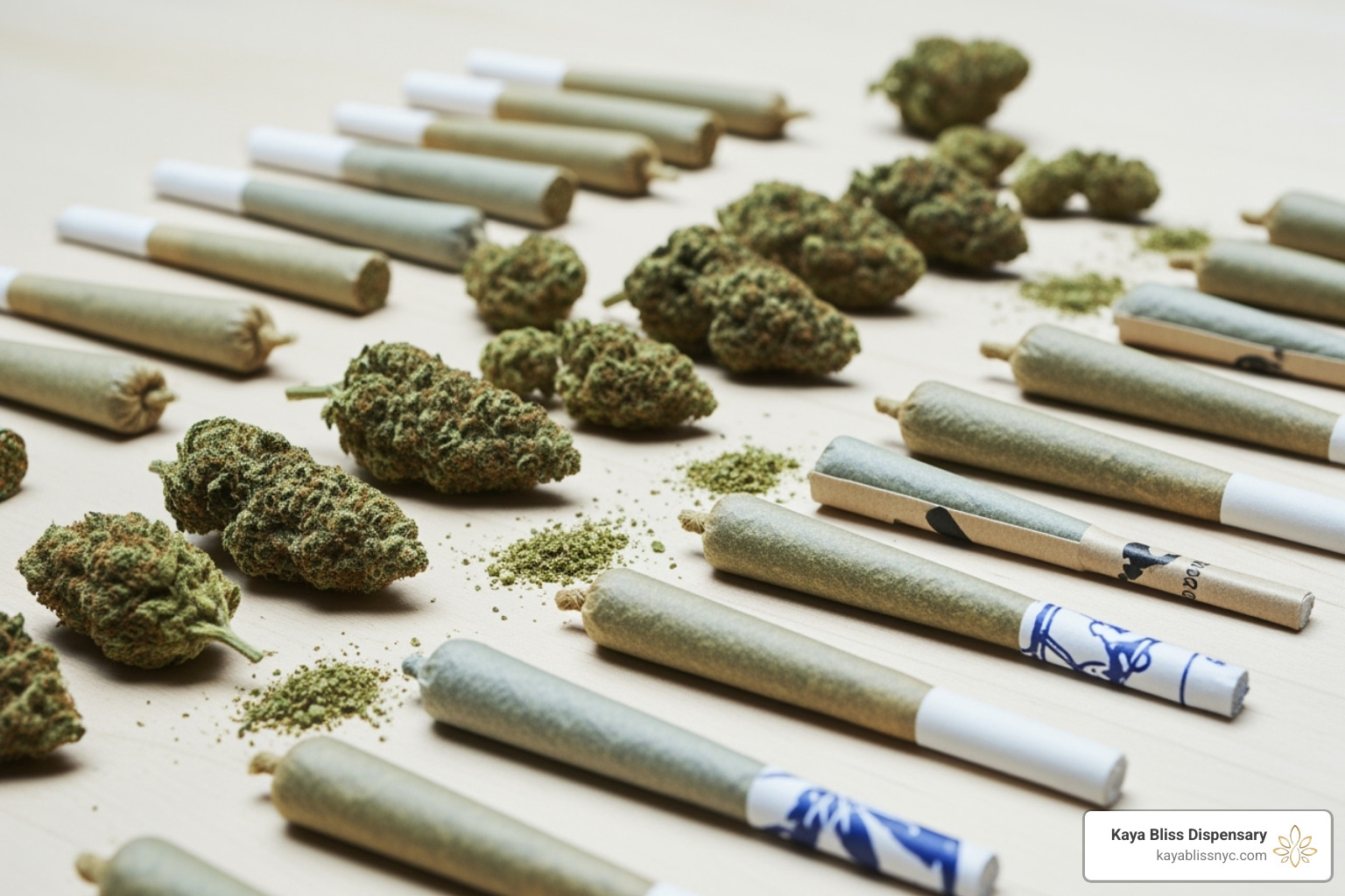 A variety of high-quality pre-rolls arranged artistically - high quality pre rolls