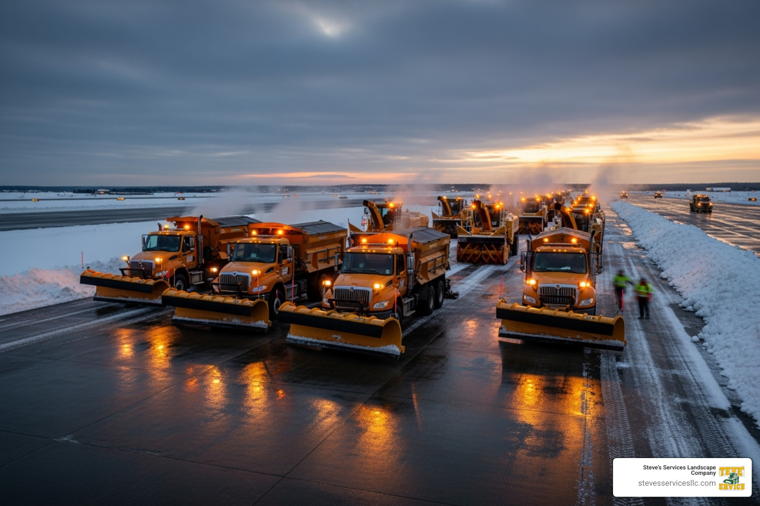 fleet of snow plows and commercial-grade snow blowers - local snow removal services