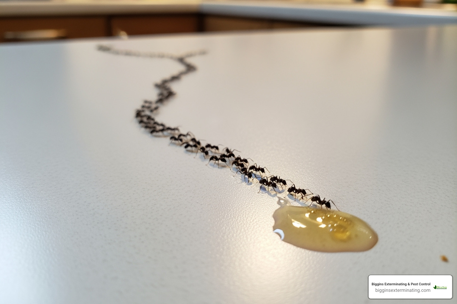 distinct ant trail leading to a food source on a kitchen counter - ant and spider exterminator near me distinct ant trail leading to a food source on a kitchen counter - ant and spider exterminator near me