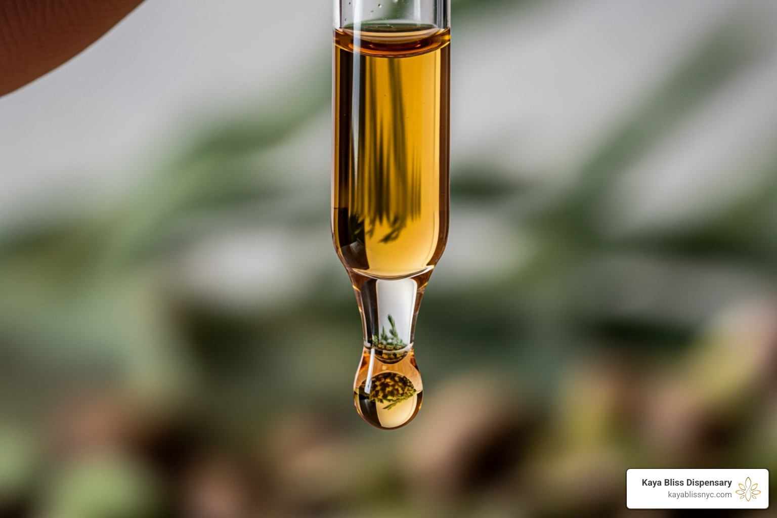 tincture dropper with single drop falling - cannabis tinctures for anxiety