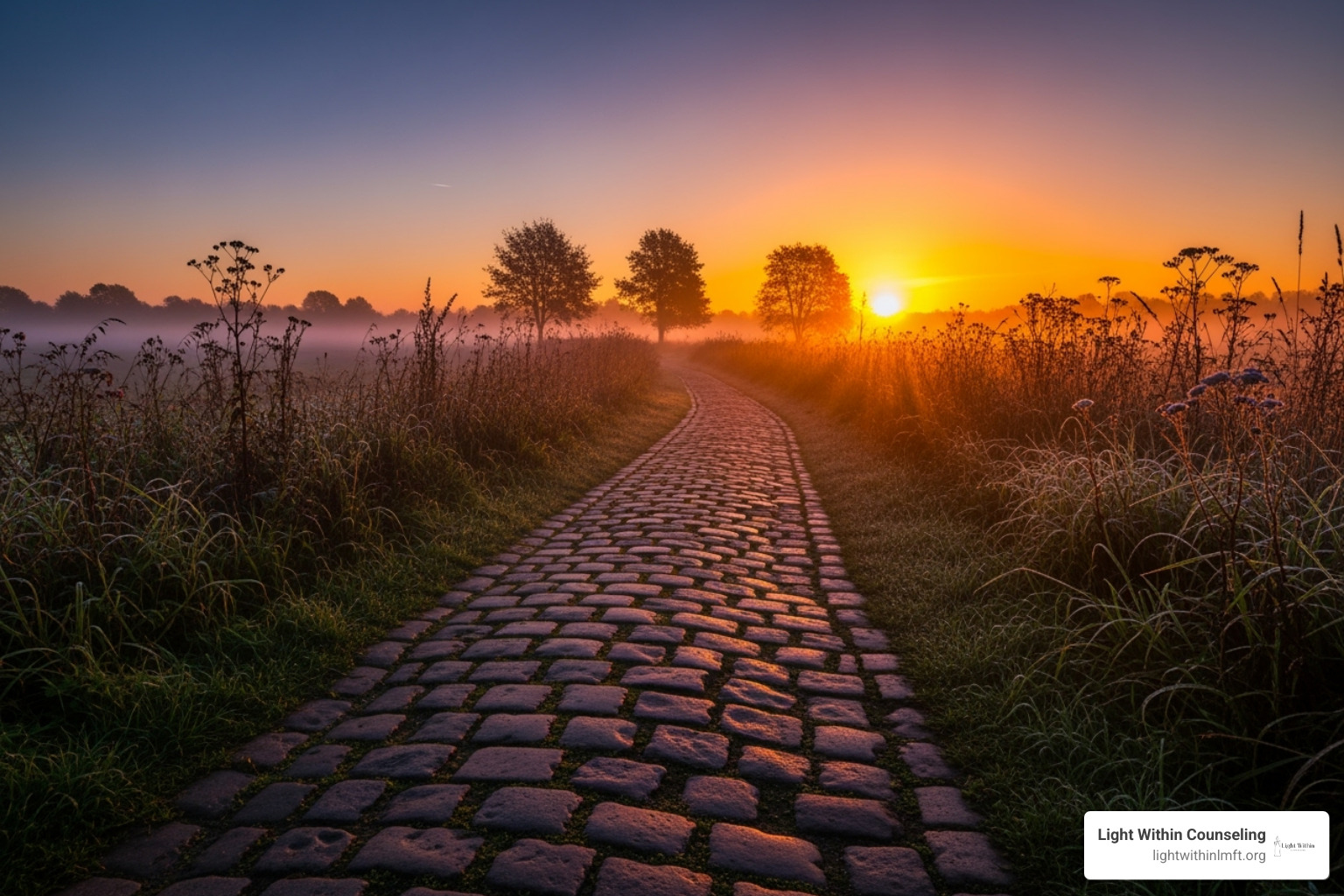 A path leading towards a sunrise, symbolizing hope and a new beginning - grief and anxiety counseling A path leading towards a sunrise, symbolizing hope and a new beginning - grief and anxiety counseling