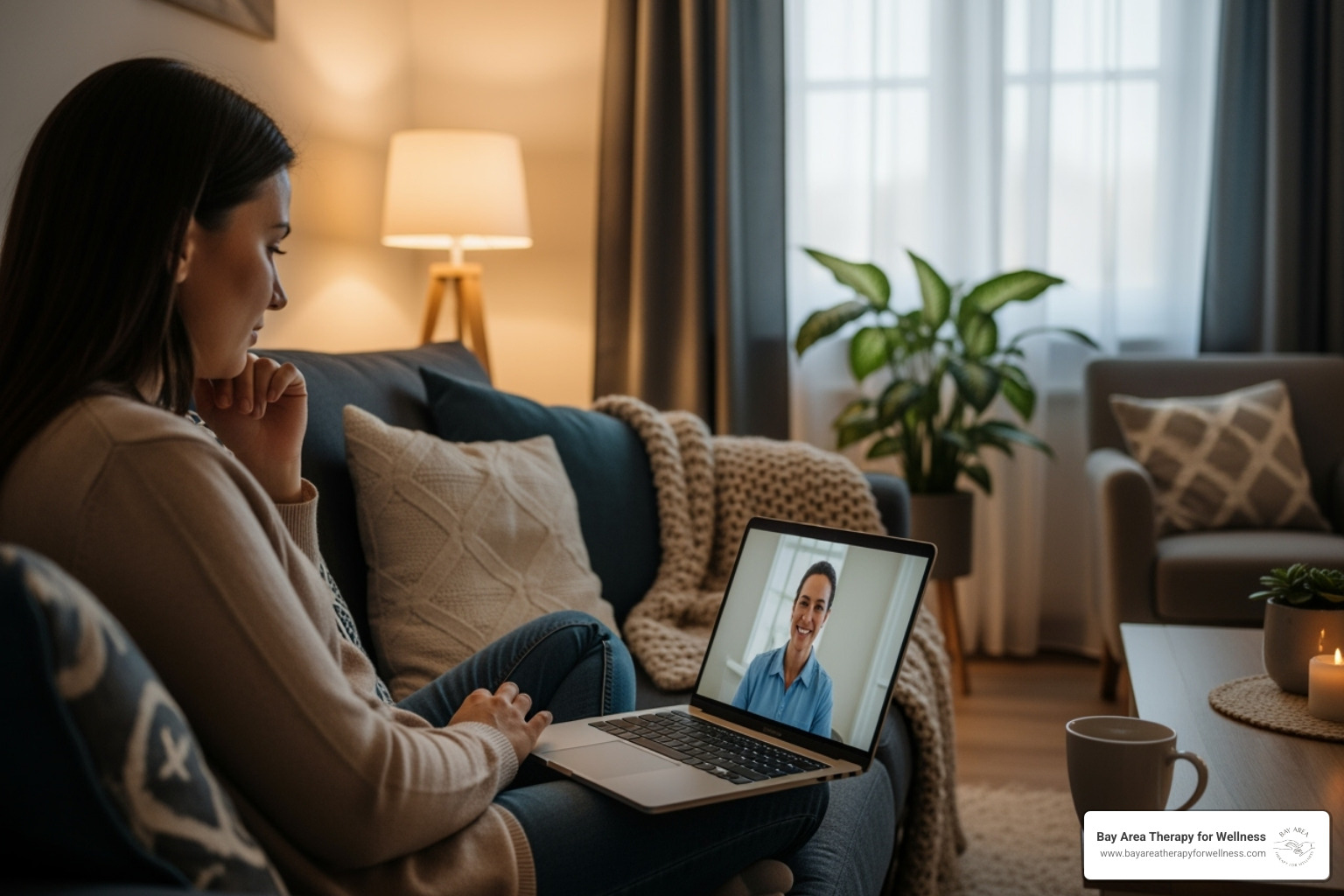 warm and inviting virtual therapy session - postpartum depression support