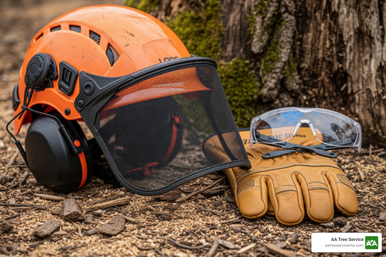 Arborist's helmet and safety gear - Tree removal and pruning