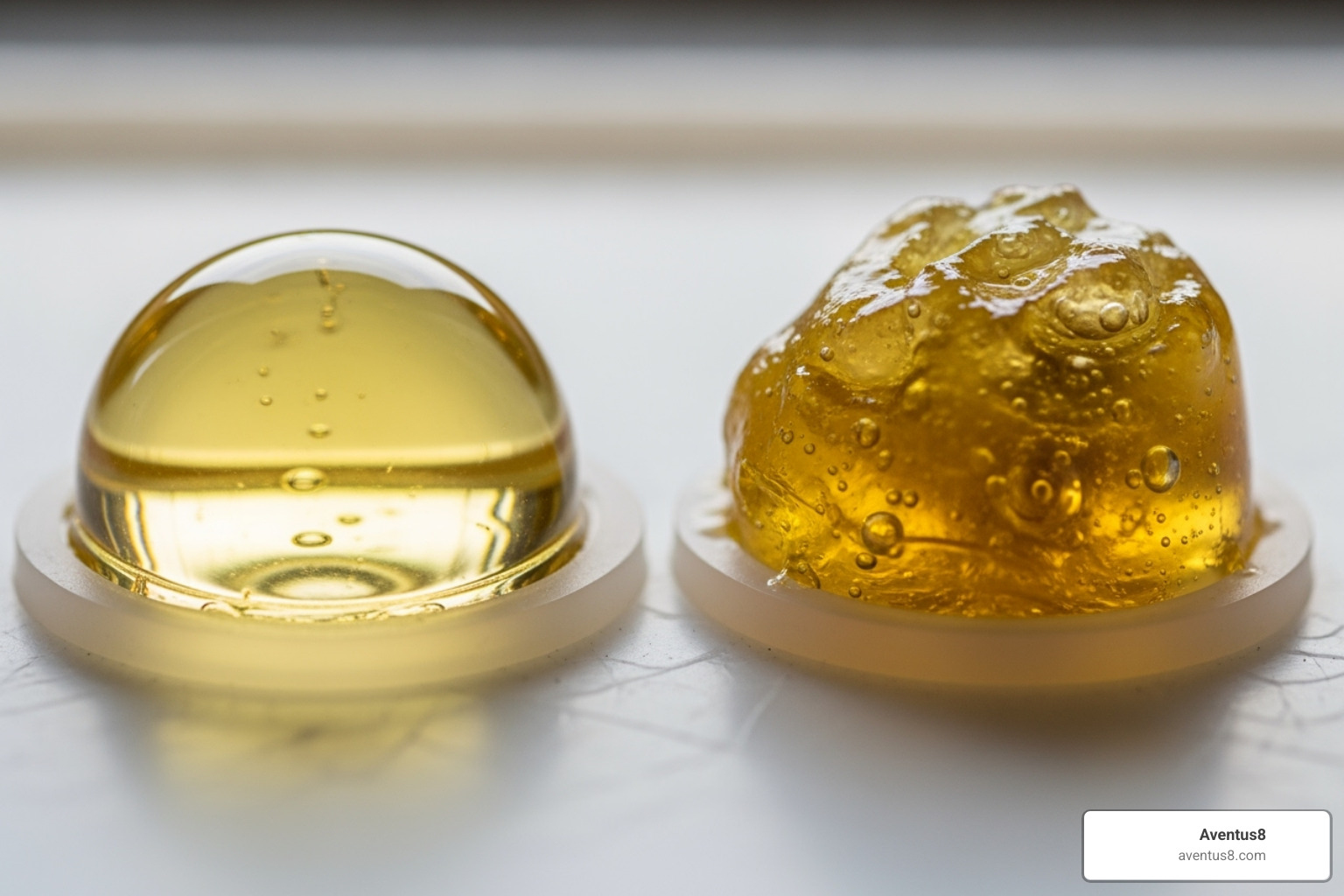 difference in color and consistency between distillate and live resin - thc cartridge