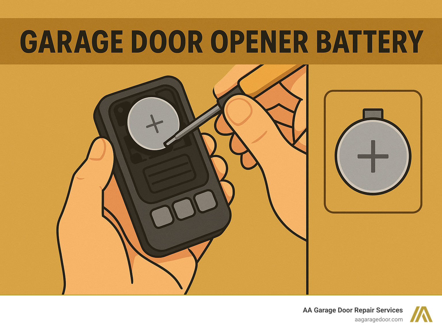 person opening garage door remote with small screwdriver - garage door opener battery