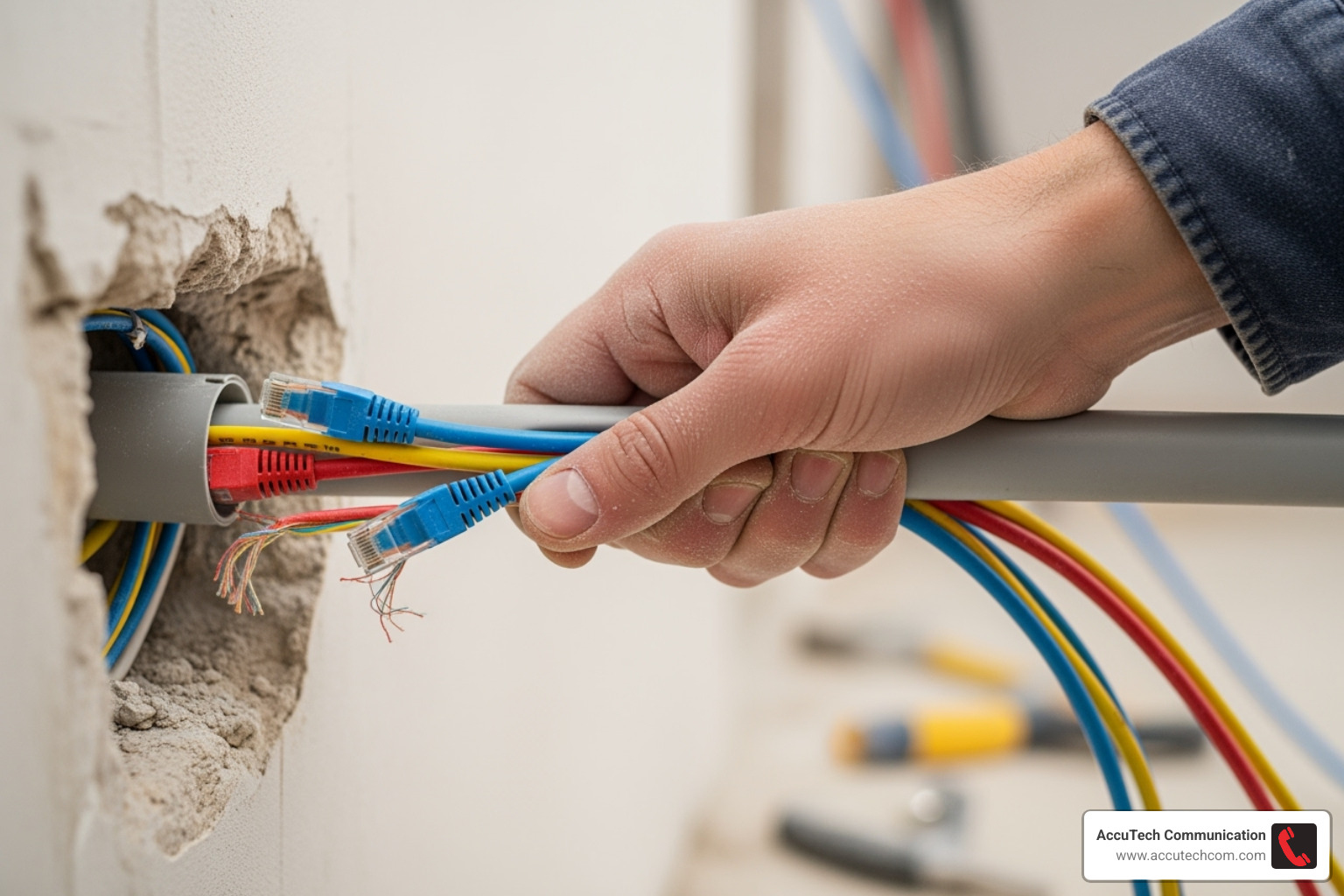 Network cable installation - pulling network cable through conduit Network cable installation - pulling network cable through conduit