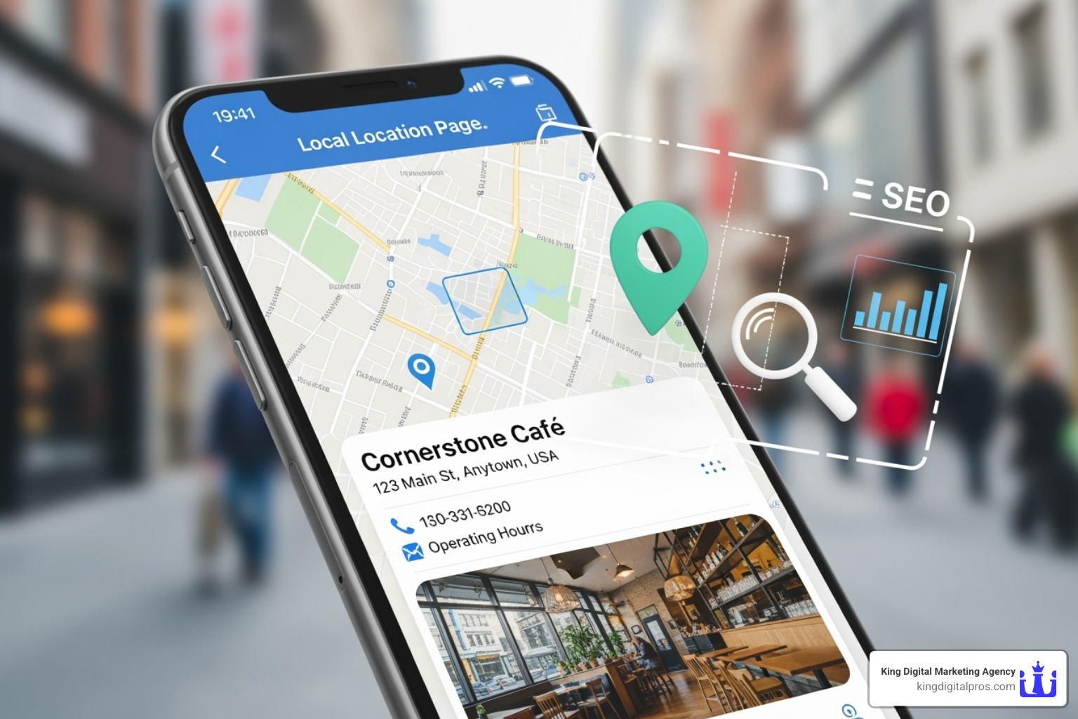 Image showing a mobile-friendly location page on a smartphone. - local seo location pages