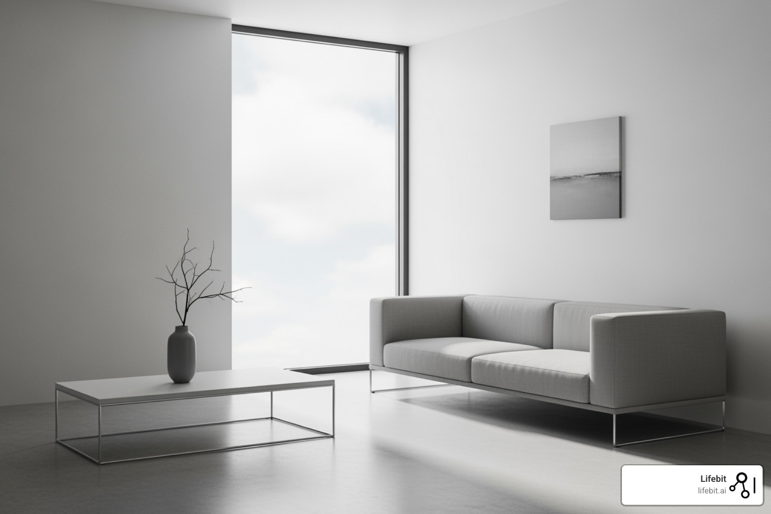 A minimalist, clean-lined room with sparse furniture to illustrate the aesthetic meaning of clinical - clinical meaning