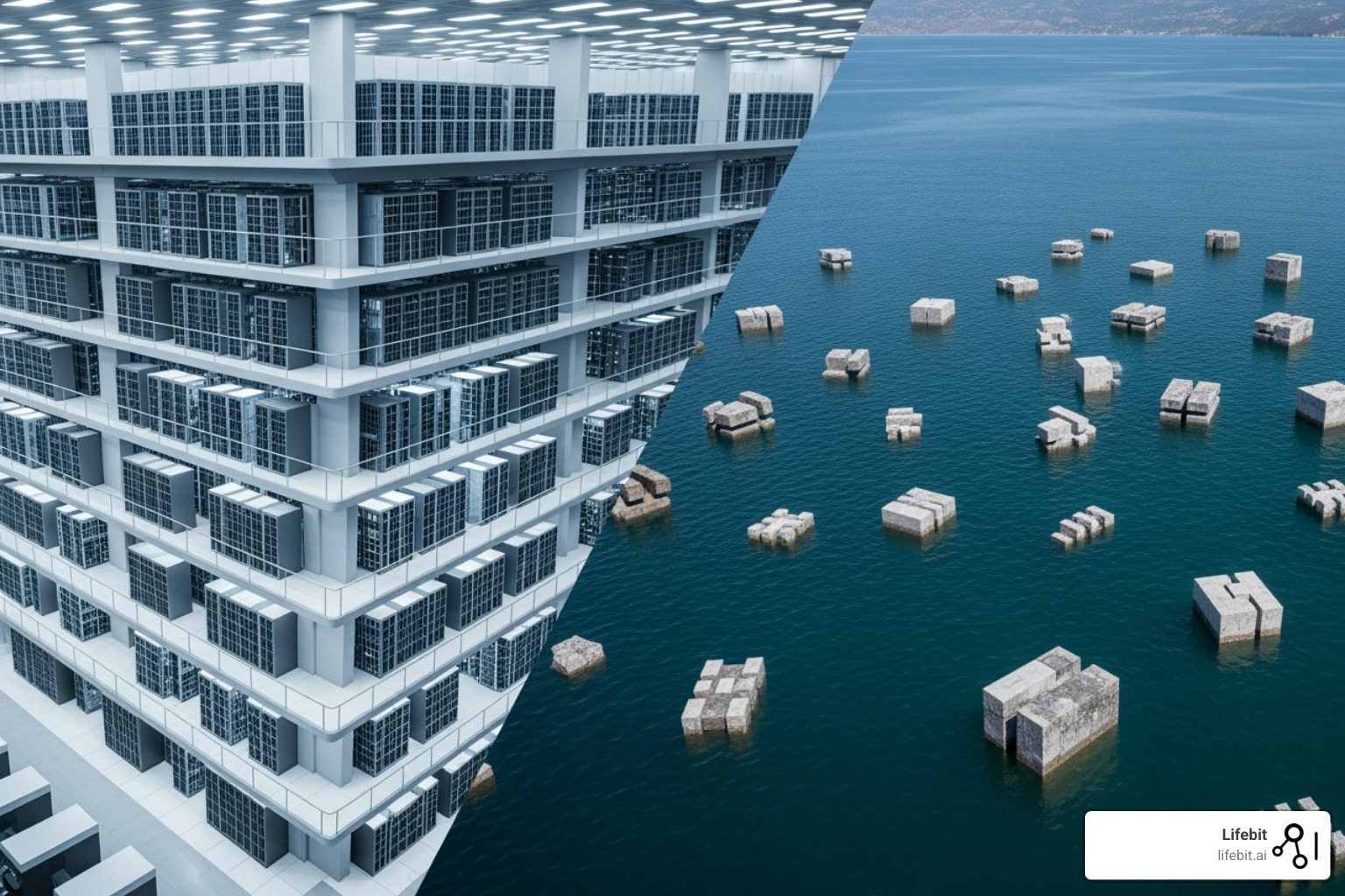 side-by-side comparison of a data warehouse and a data lake architecture - database lake