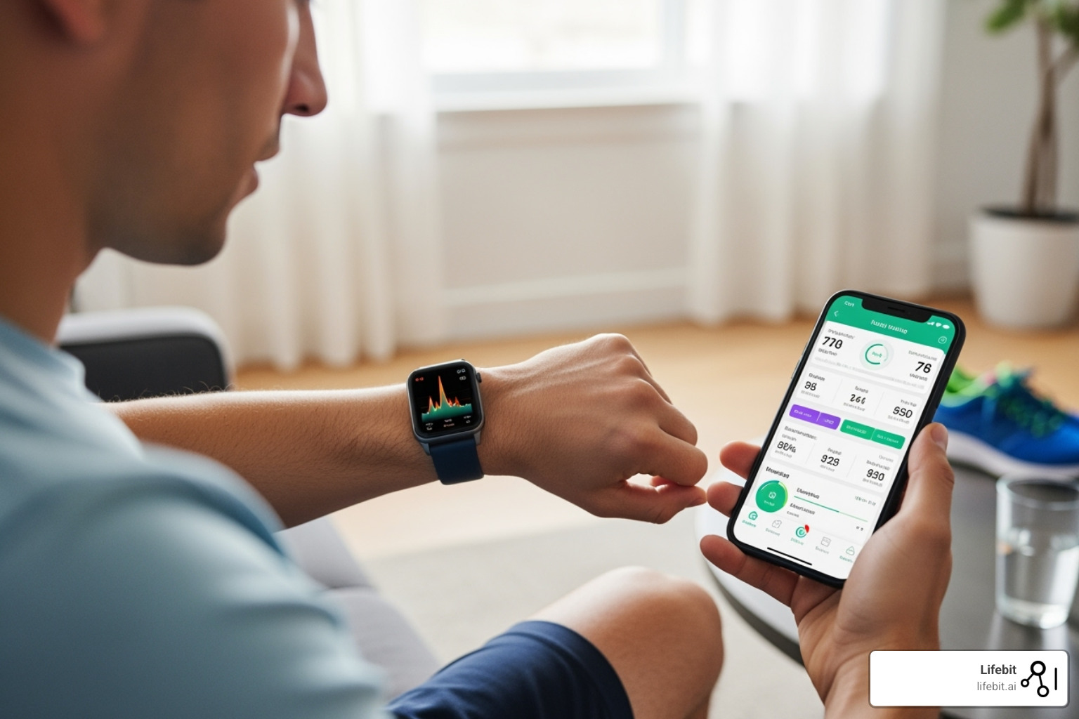 A person using a smartwatch and health app to track health metrics - real world data examples