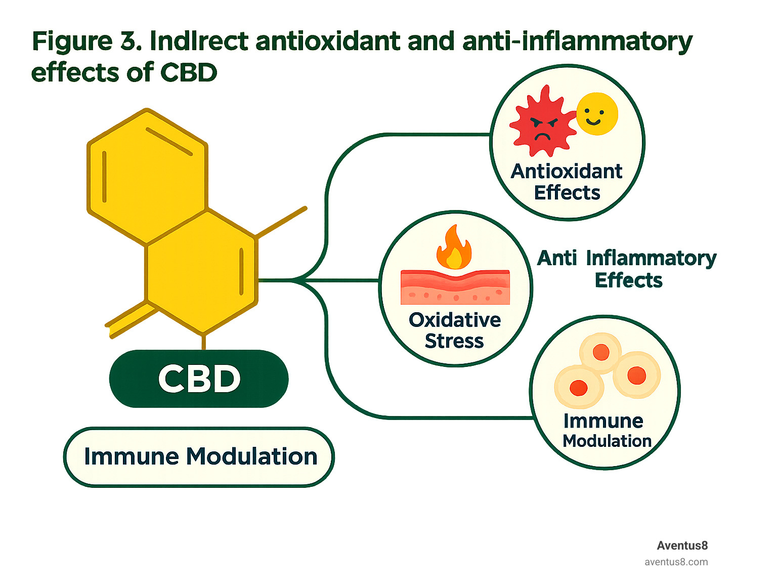 Figure 3.Indirect antioxidant and anti-inflammatory effects of CBD - cbd benefits infographic 