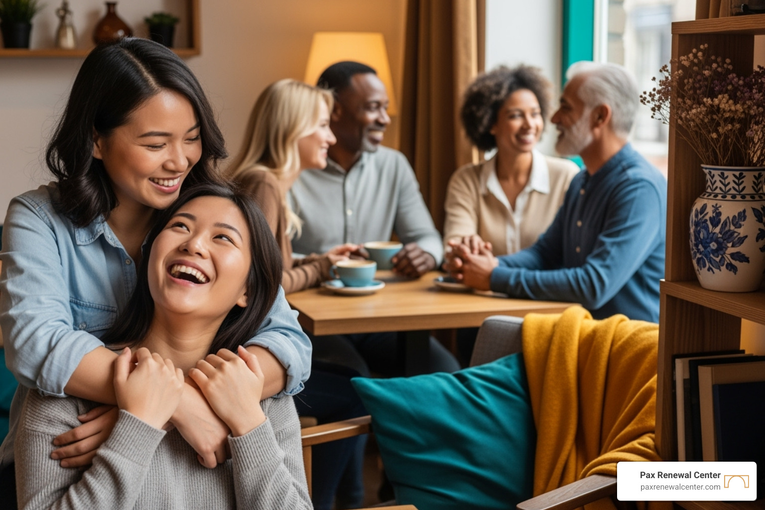 A diverse group of couples (different ages, ethnicities, orientations) looking happy and connected, symbolizing the broad applicability of the Gottman Method - Gottman method online