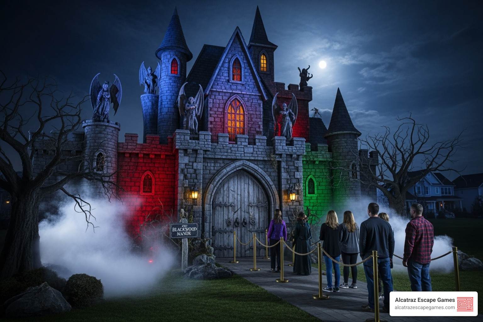 Haunted attraction building exterior