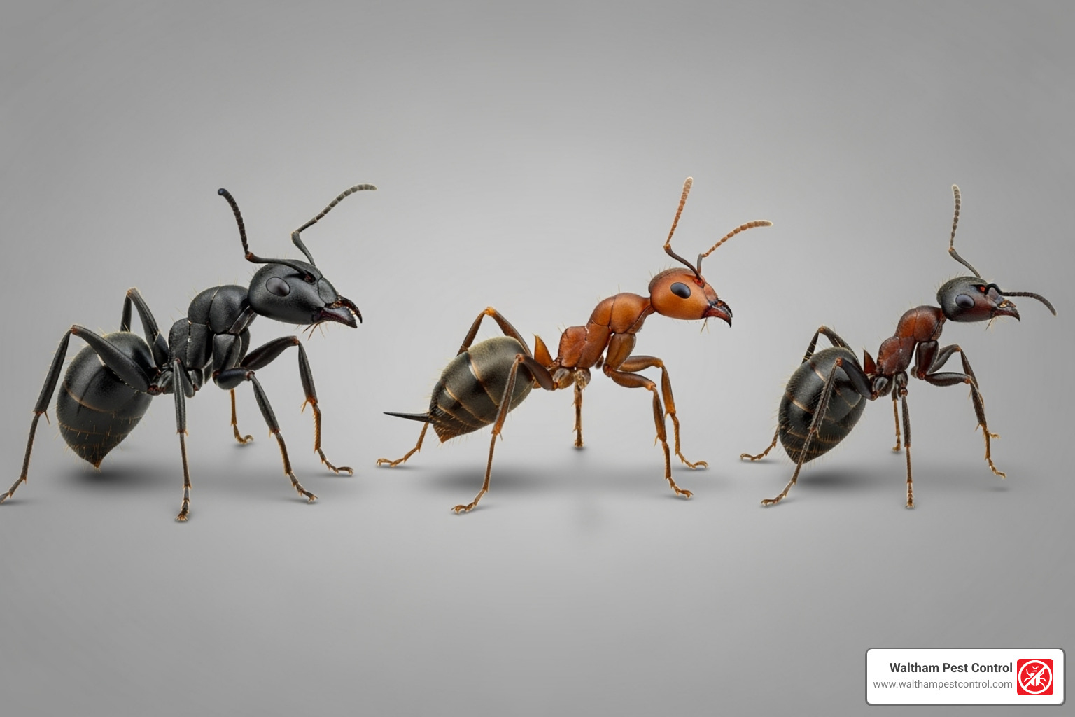 Different ant species side-by-side, including Carpenter ants, Fire ants, and Pavement ants. - Cost of ant extermination Different ant species side-by-side, including Carpenter ants, Fire ants, and Pavement ants. - Cost of ant extermination