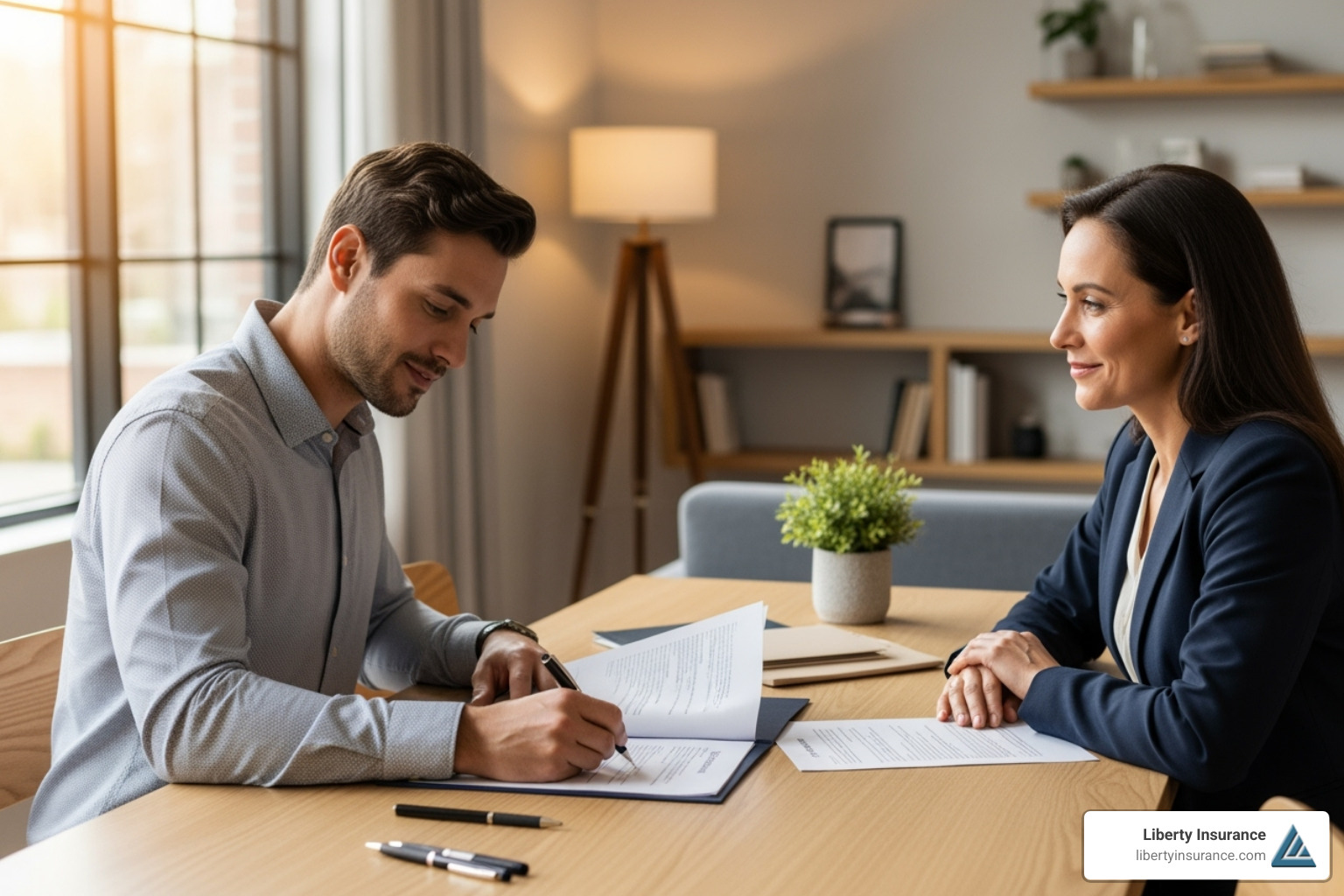 tenant signing lease agreement with landlord - property insurance for landlords