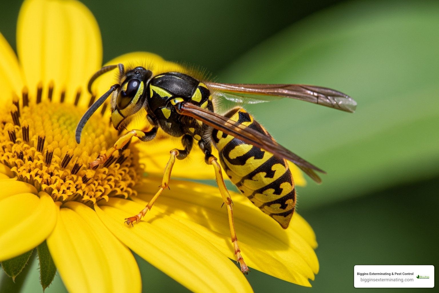 yellow jacket close-up on a flower - how to exterminate ground wasps