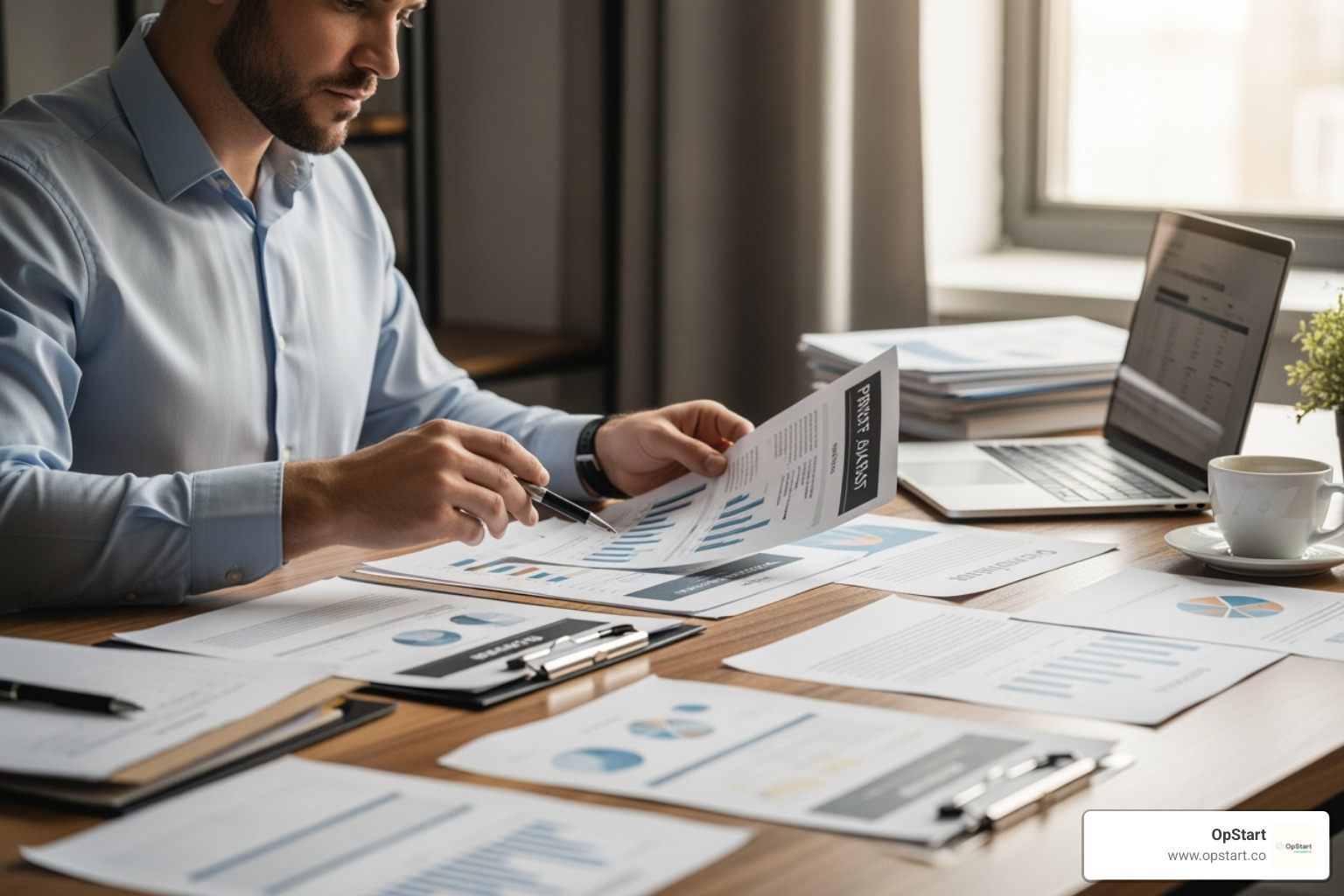 person comparing service proposals - startup taxes outsourced