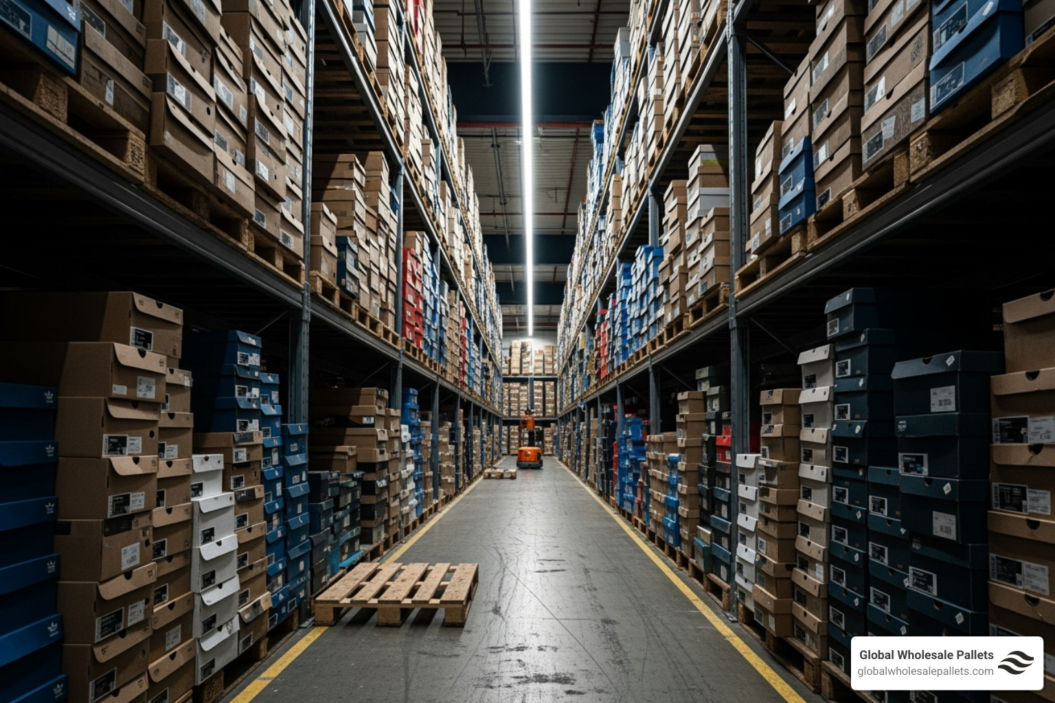 Warehouse aisle with shoe boxes - Authentic Nike Sneakers For Wholesale