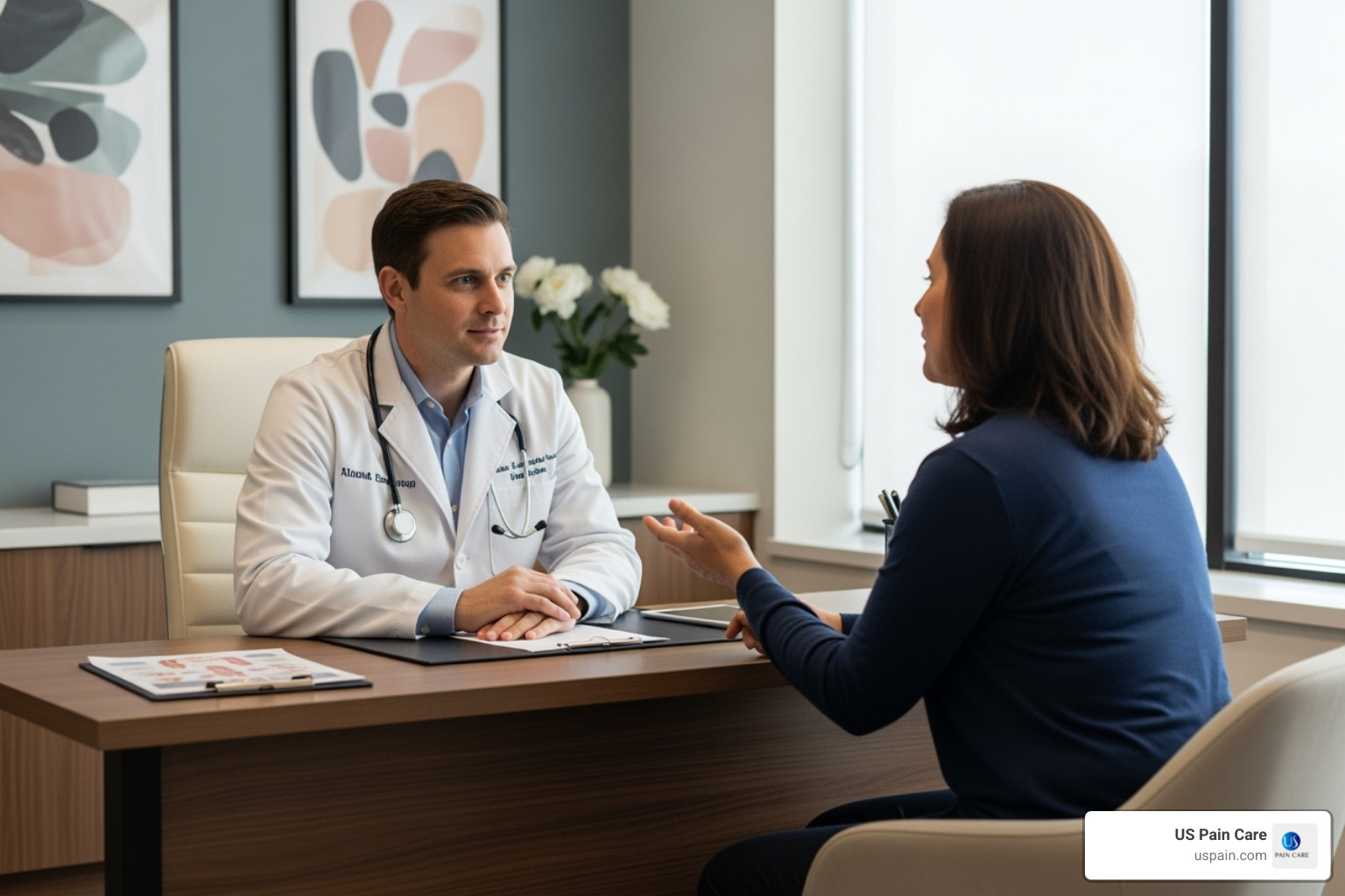 doctor and patient discussing treatment - pain management without surgery