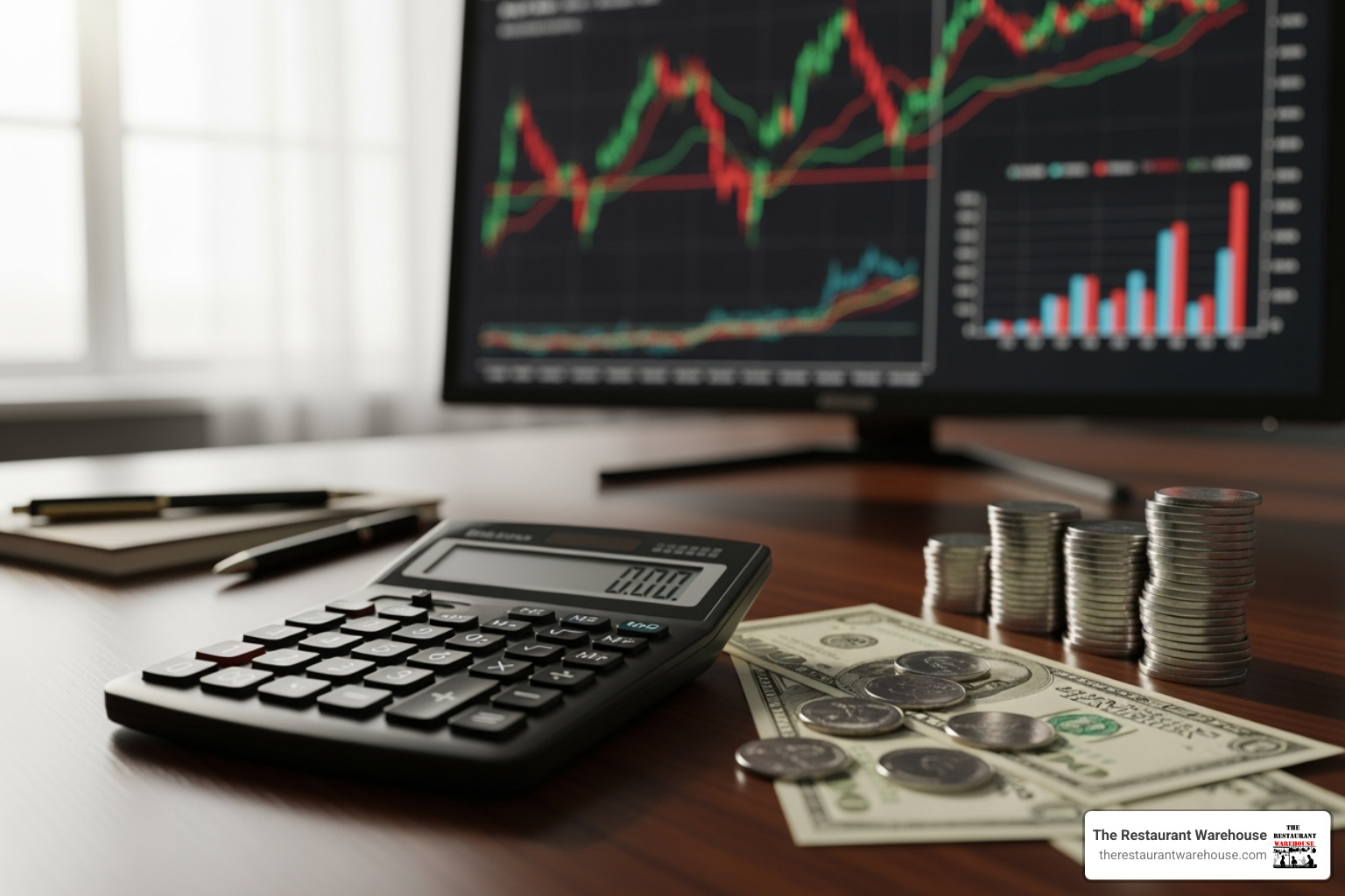 calculator with charts showing interest rates - restaurant equipment financing bad credit