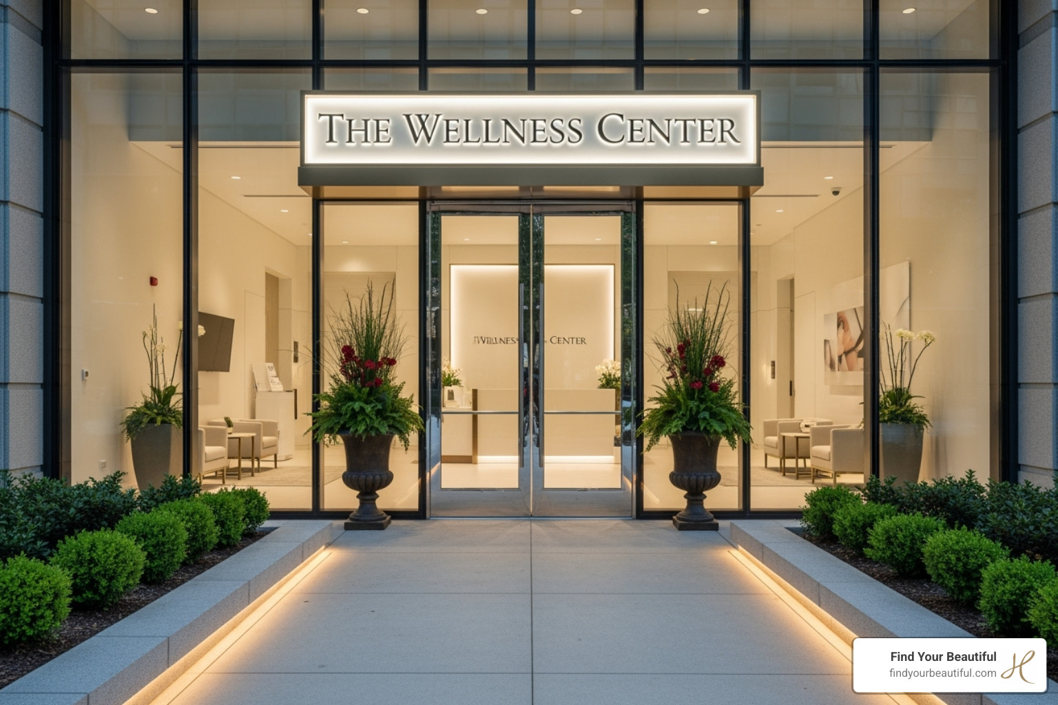 Image of the luxurious and professional Find Your Beautiful clinic entrance - smart lipo san antonio tx