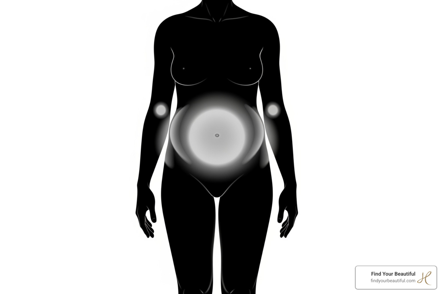 Image illustrating common stubborn fat areas on the body - smart lipo san antonio tx