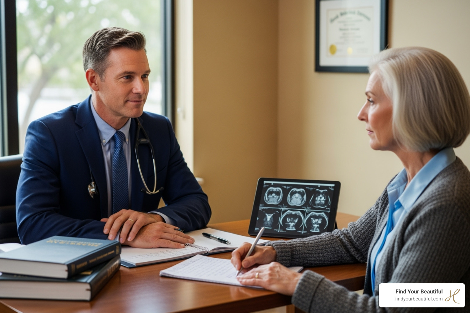 surgeon performing a consultation - liposuction san antonio