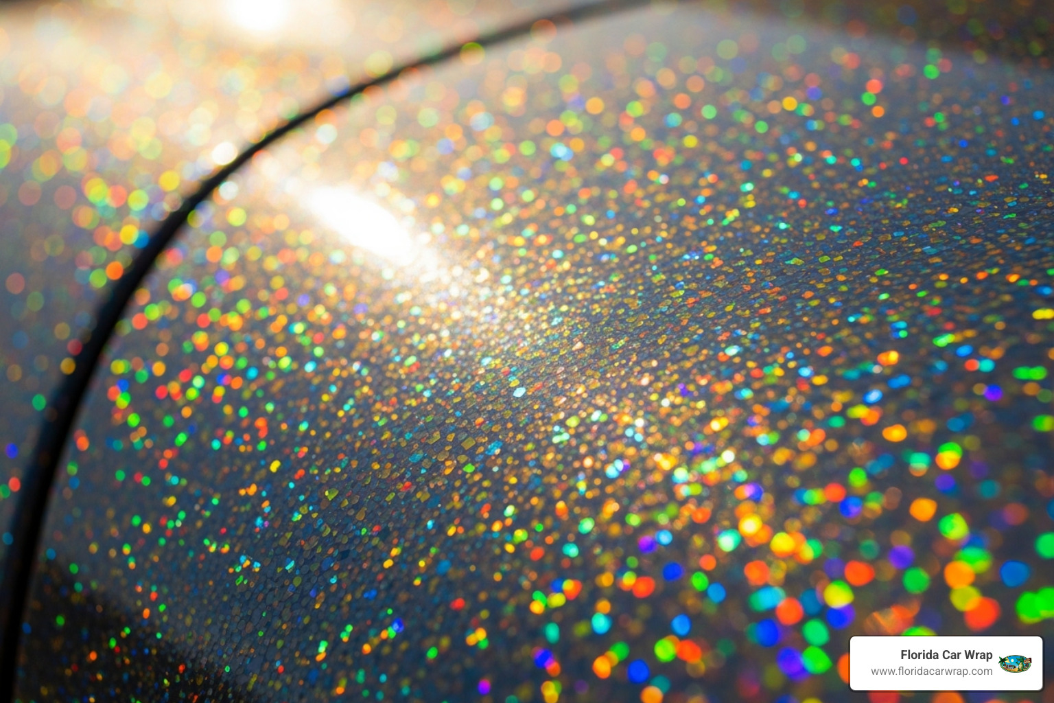 close-up on a metallic flake wrap in the sun - Vehicle wrap color options