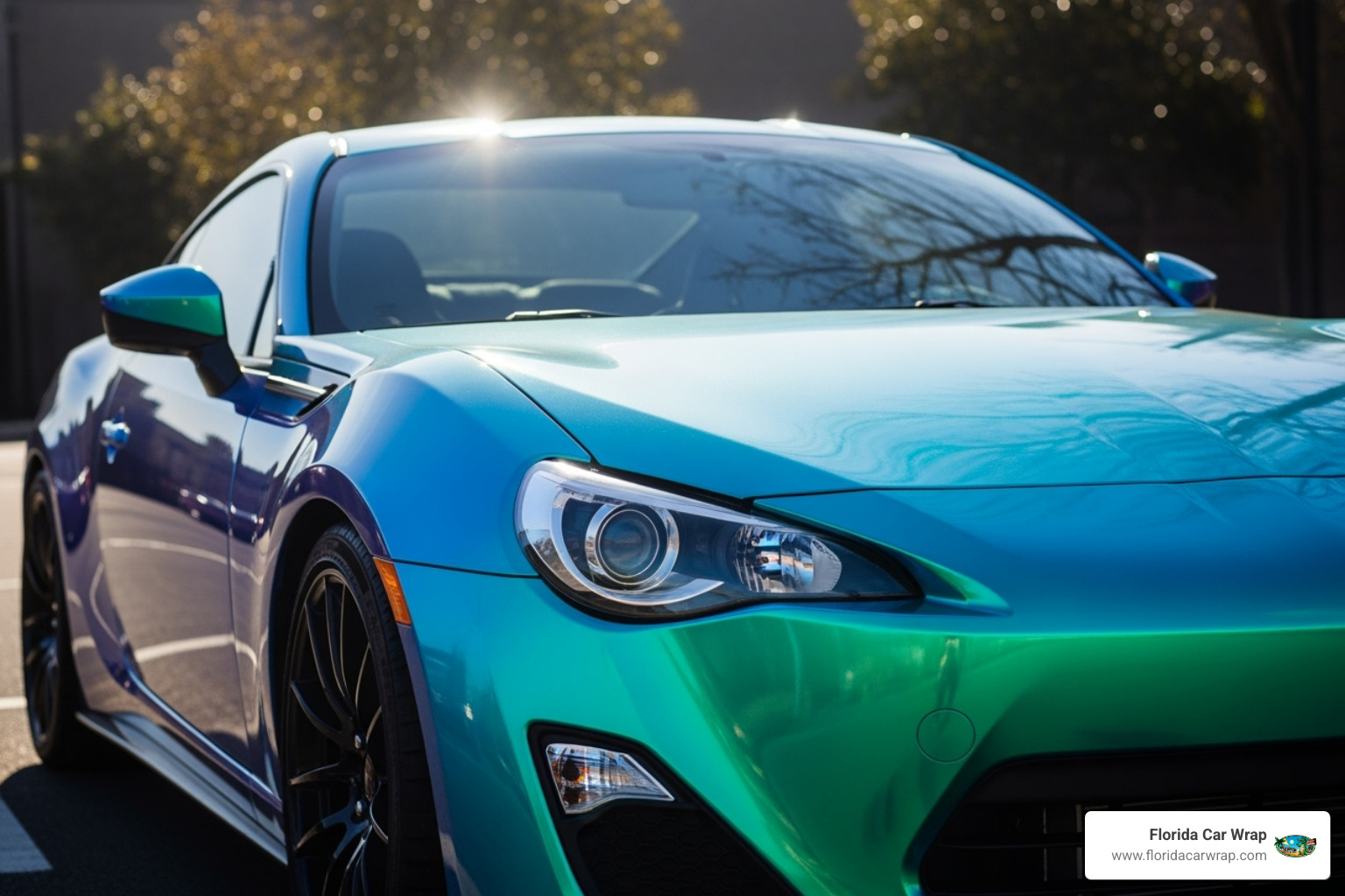 car with a color-shifting "chameleon" wrap - Vehicle wrap color options