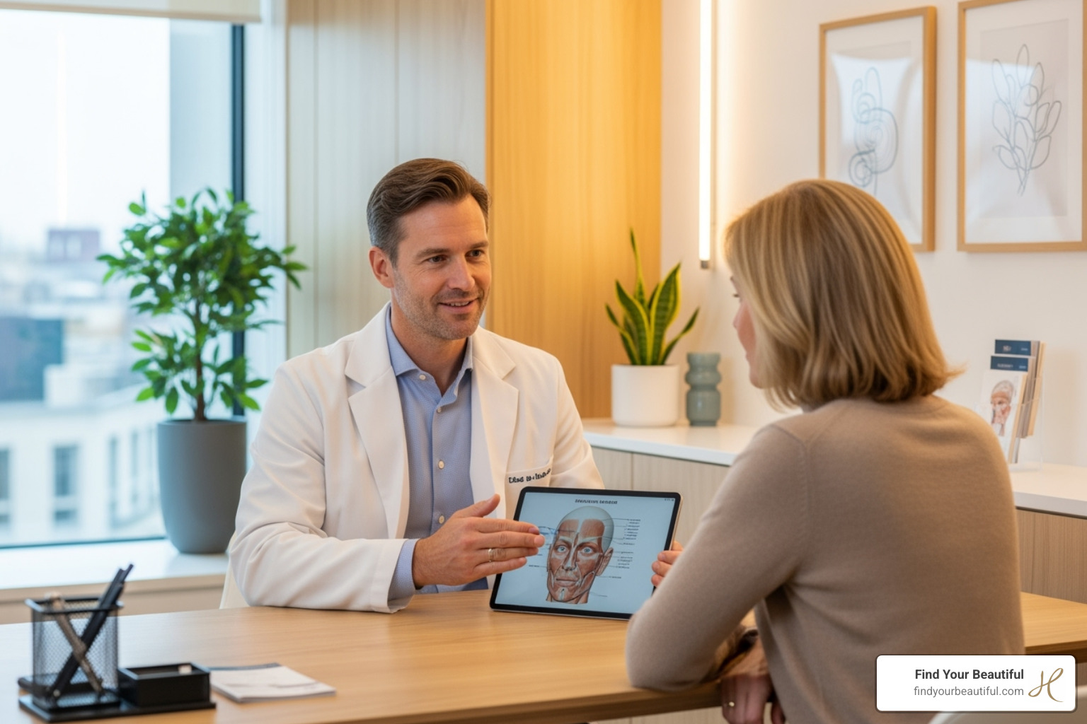plastic surgeon consulting with a patient - awake liposuction san antonio