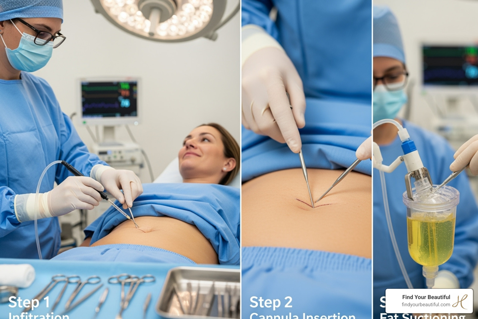 illustrating the steps of the awake liposuction procedure - awake liposuction san antonio