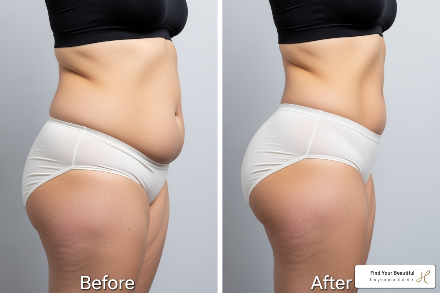Before-and-after photos for abdomen and buttocks with Emsculpt - EmSculpt body contouring